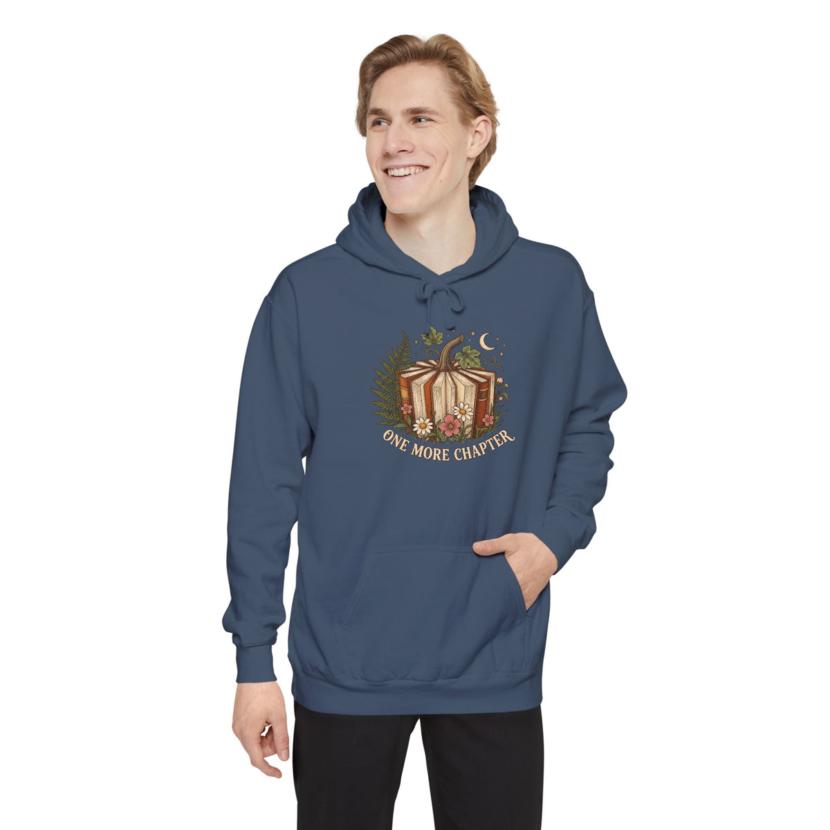 Book Lover Hoodie | One More Chapter Autumn Reading Art | Comfort Colors Garment Dyed