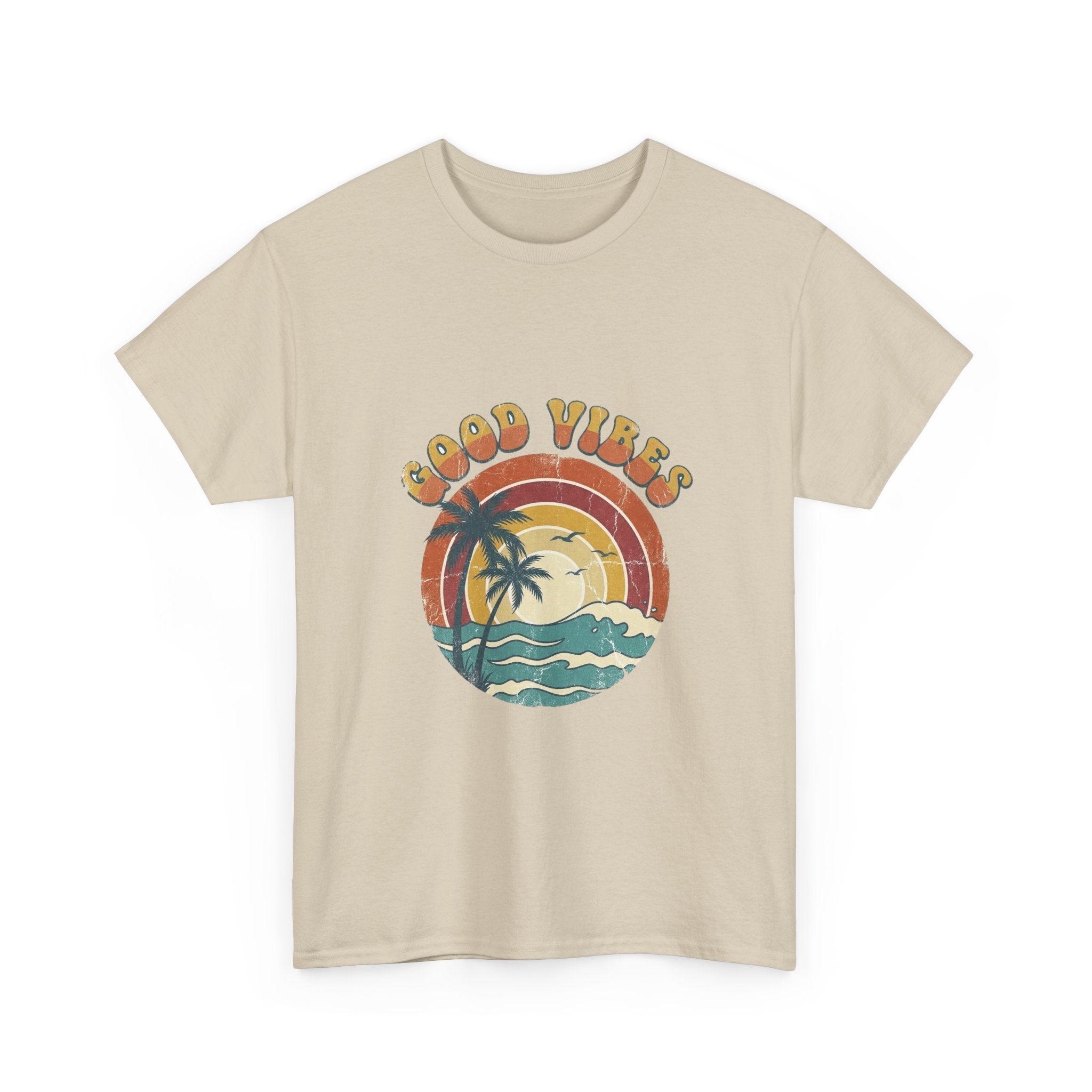 Good Vibes Retro Beach Tee | Vintage Sunset Summer Shirt