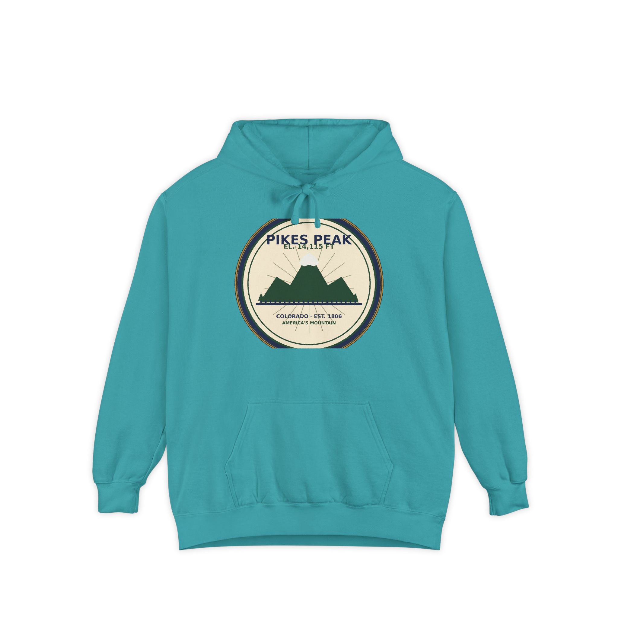 Pikes Peak Mountain Badge Hoodie | Vintage Colorado Sweatshirt