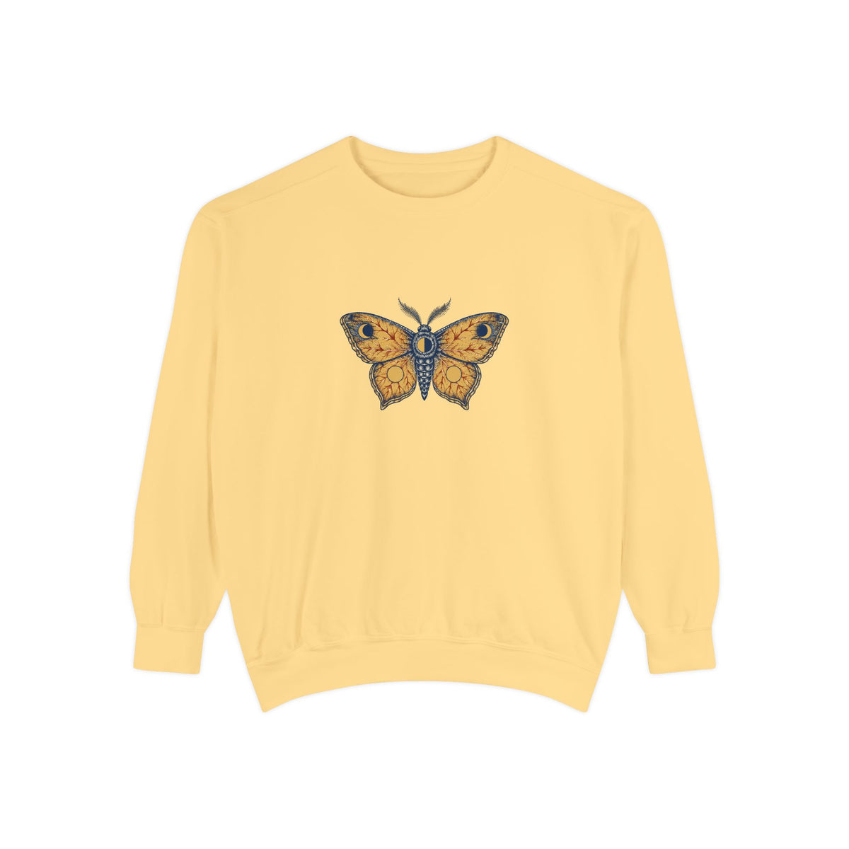 Celestial Moth Crewneck Sweatshirt | Vintage Engraved Luna Moth Art | Comfort Colors Garment Dyed