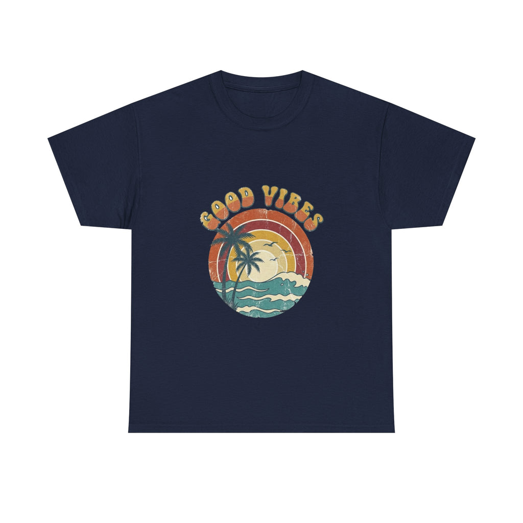 Good Vibes Retro Beach Tee | Vintage Sunset Summer Shirt