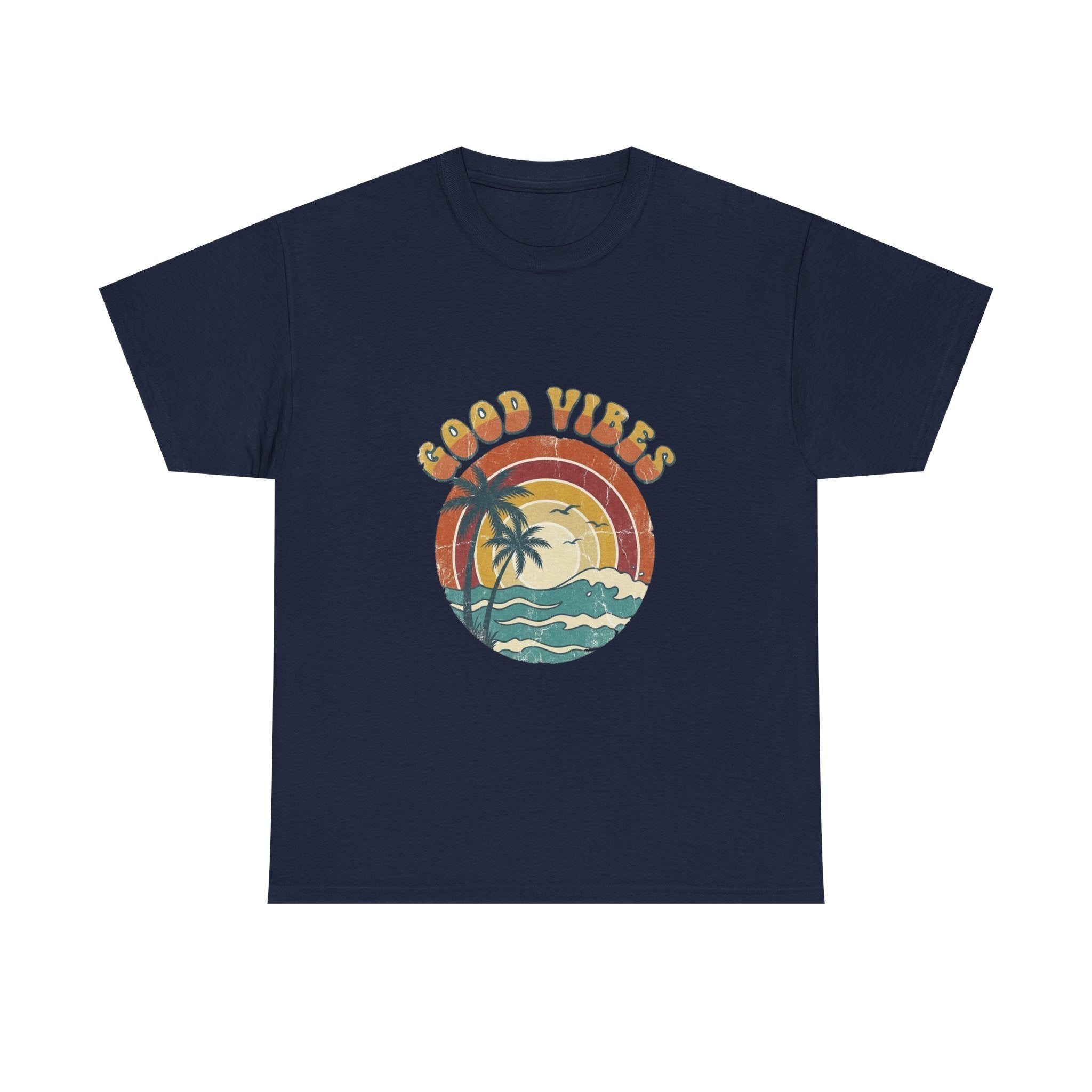 Good Vibes Retro Beach Tee | Vintage Sunset Summer Shirt