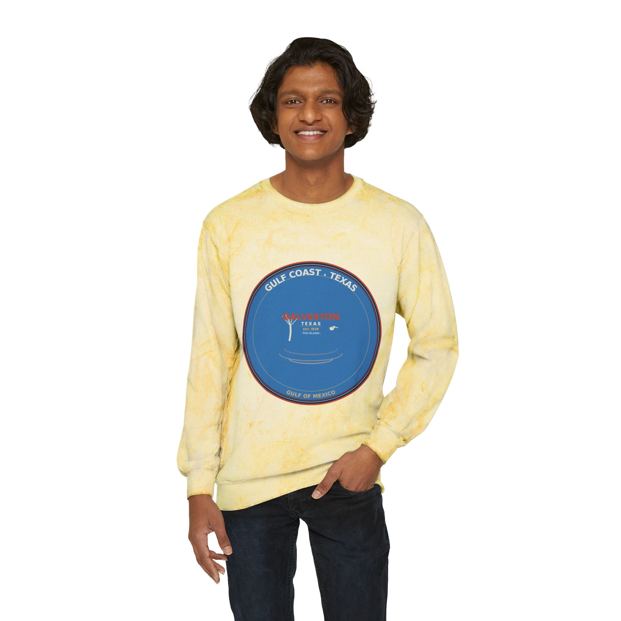 Galveston Texas Crewneck | Vintage Coastal Badge | CC 1566