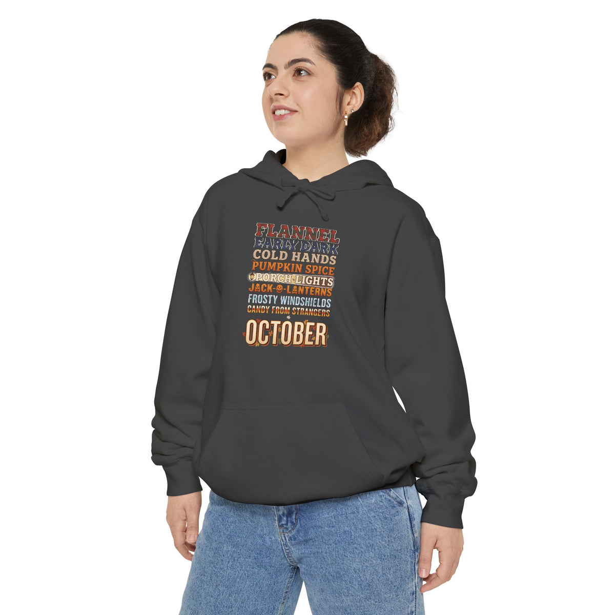 October Hoodie | Flannel Early Dark Cold Hands Fall List | Comfort Colors Garment Dyed