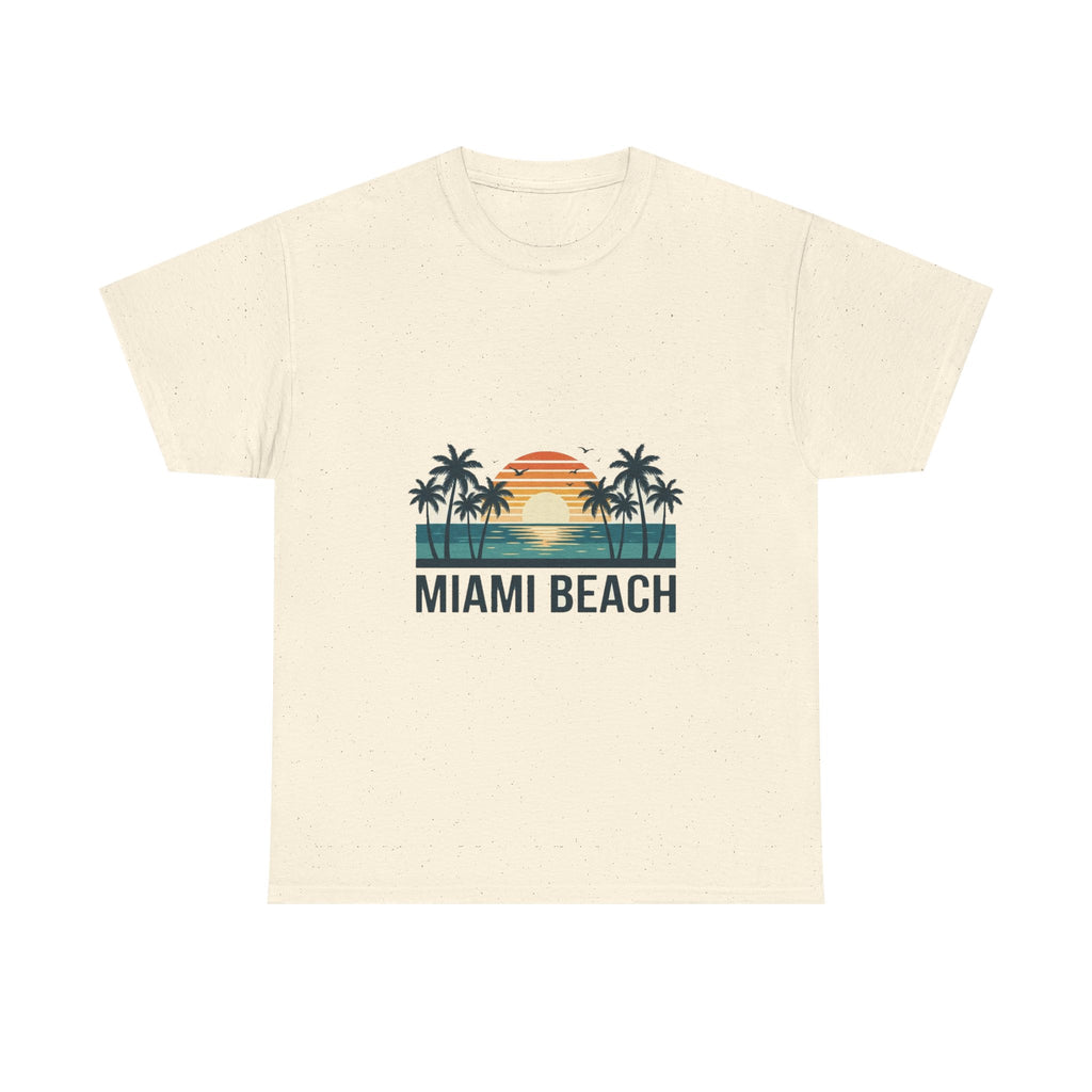 Miami Beach Retro Tee | Vintage Sunset & Palms Summer Shirt