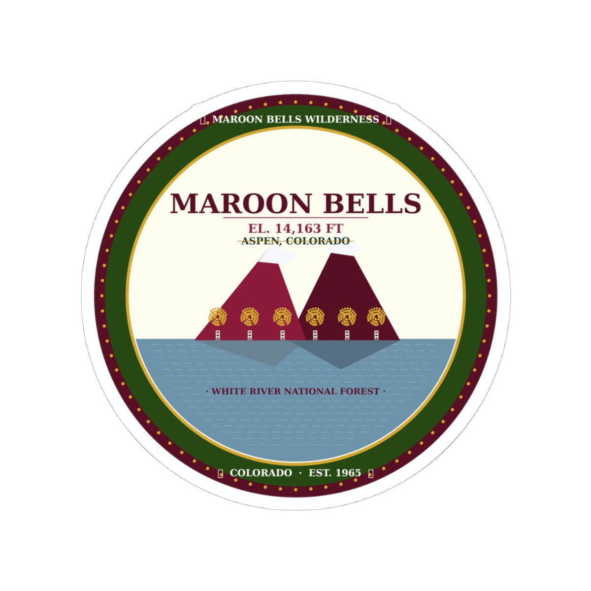 Maroon Bells Badge Sticker — Colorado 14er