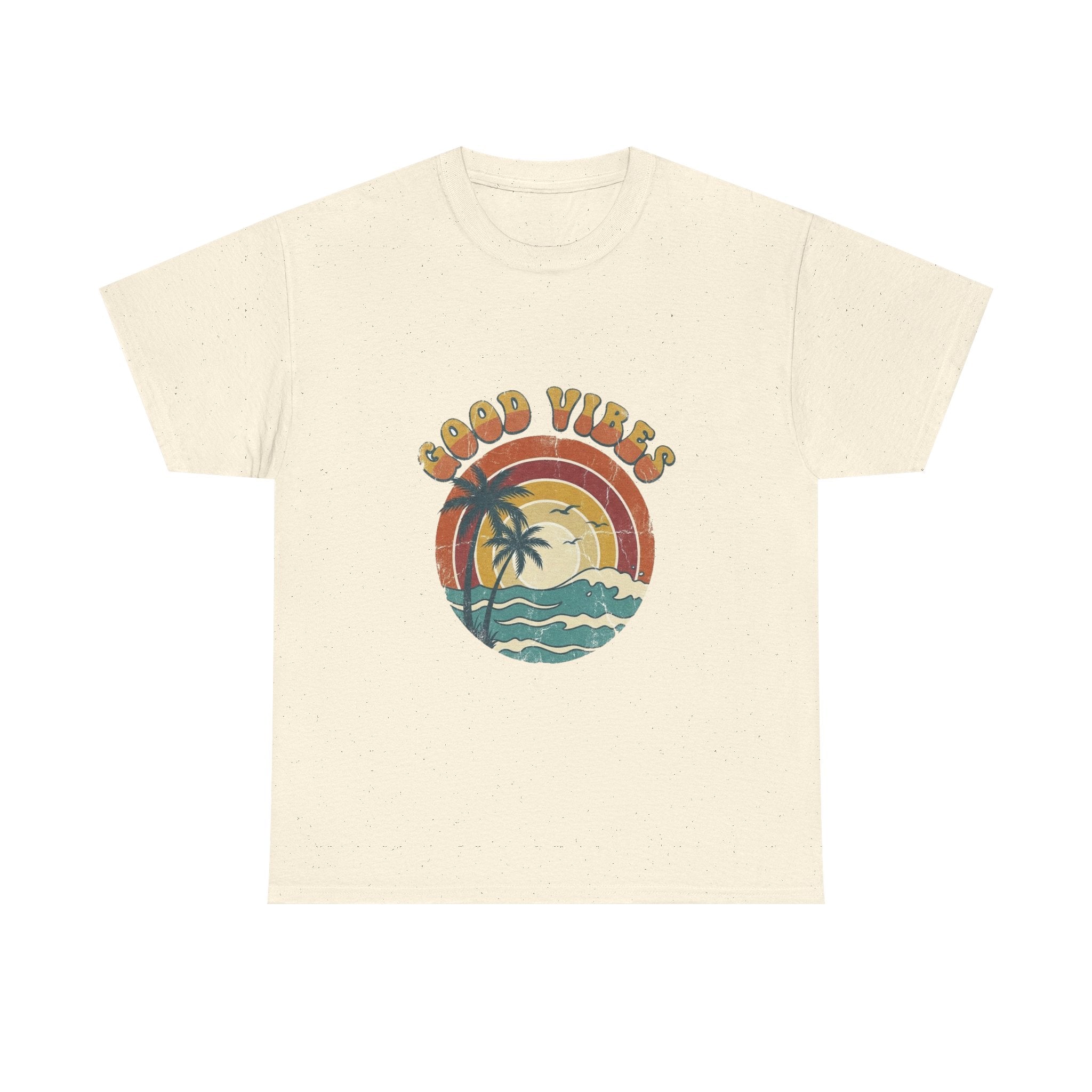 Good Vibes Retro Beach Tee | Vintage Sunset Summer Shirt