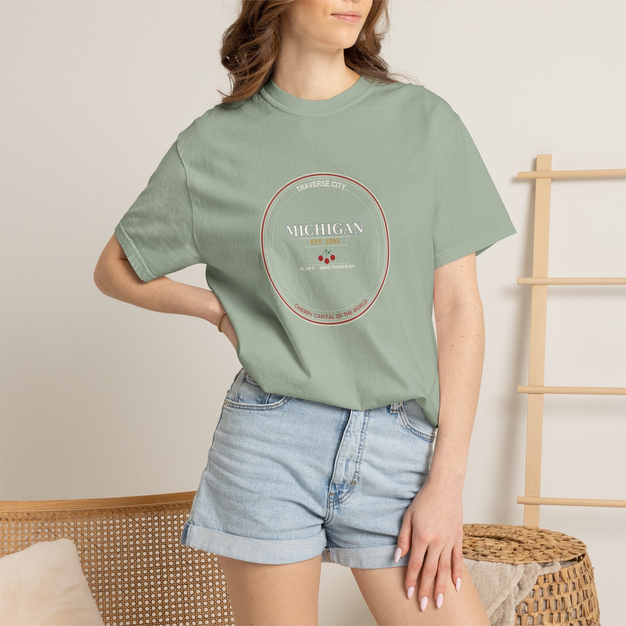 Traverse City Michigan Tee | Vintage Cherry Capital Badge