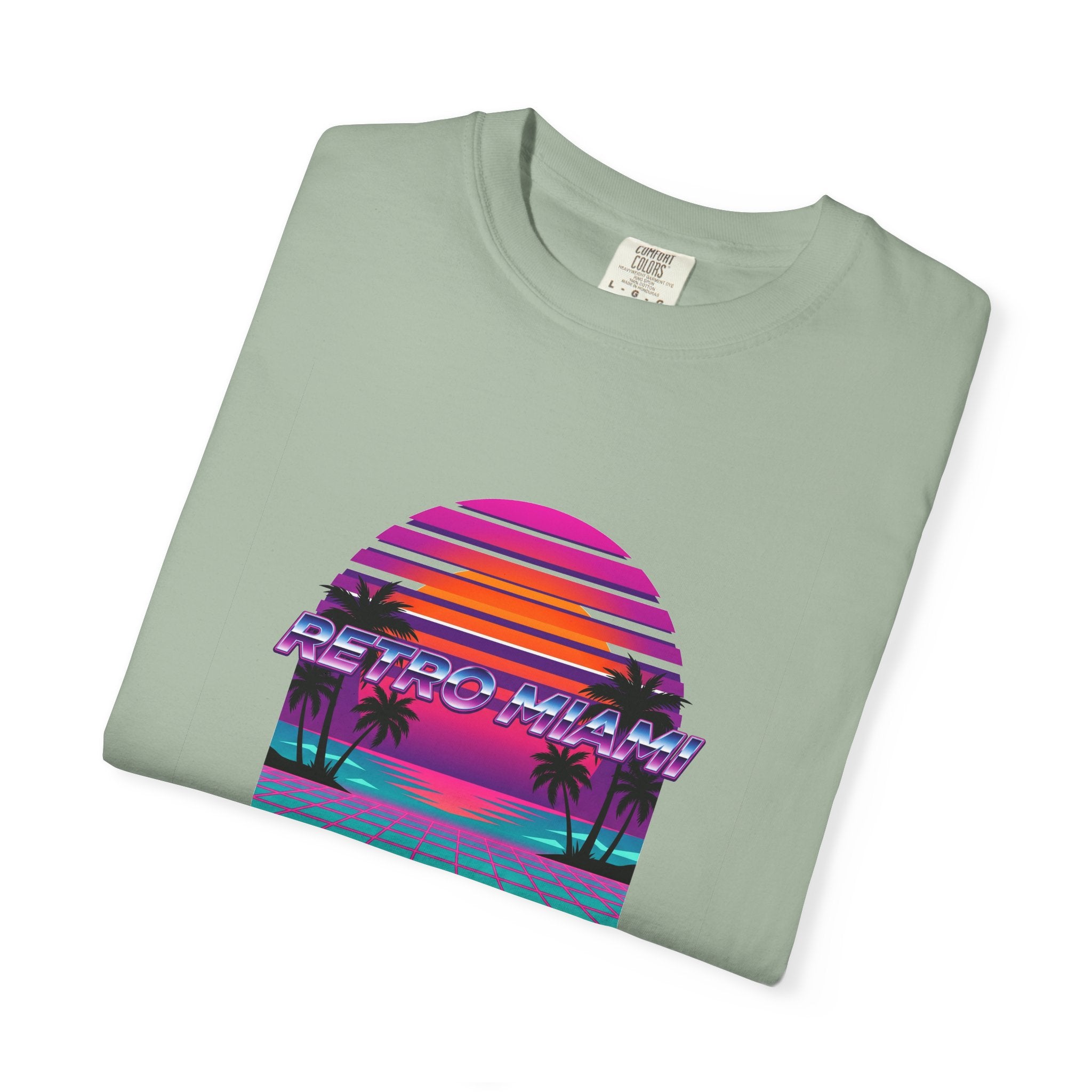 Retro Miami Tee Blue Jean Back — Comfort Colors Heavyweight