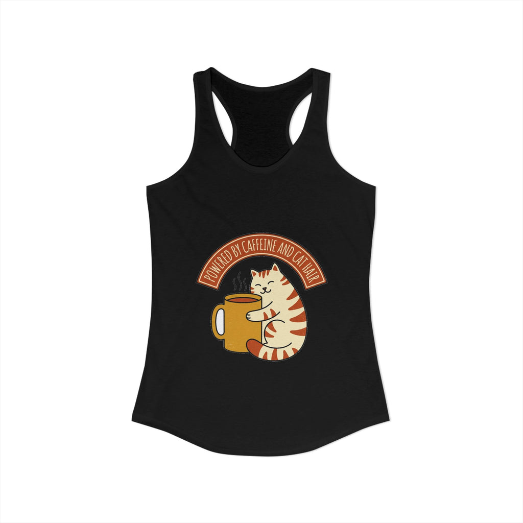 Cat Coffee Powered by Caffeine — Racerback Tank