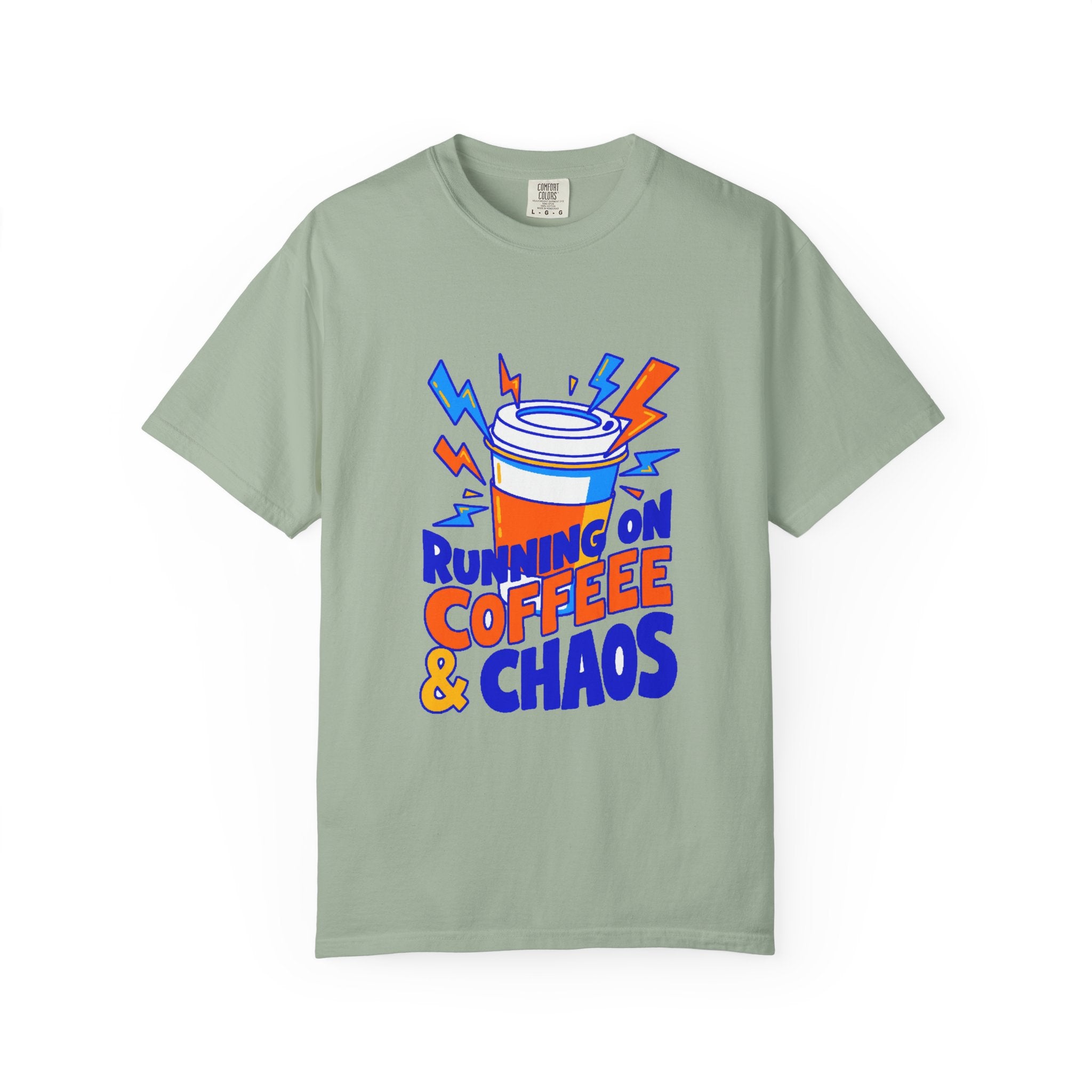 Funny Coffee Tee | Running on Coffee & Chaos