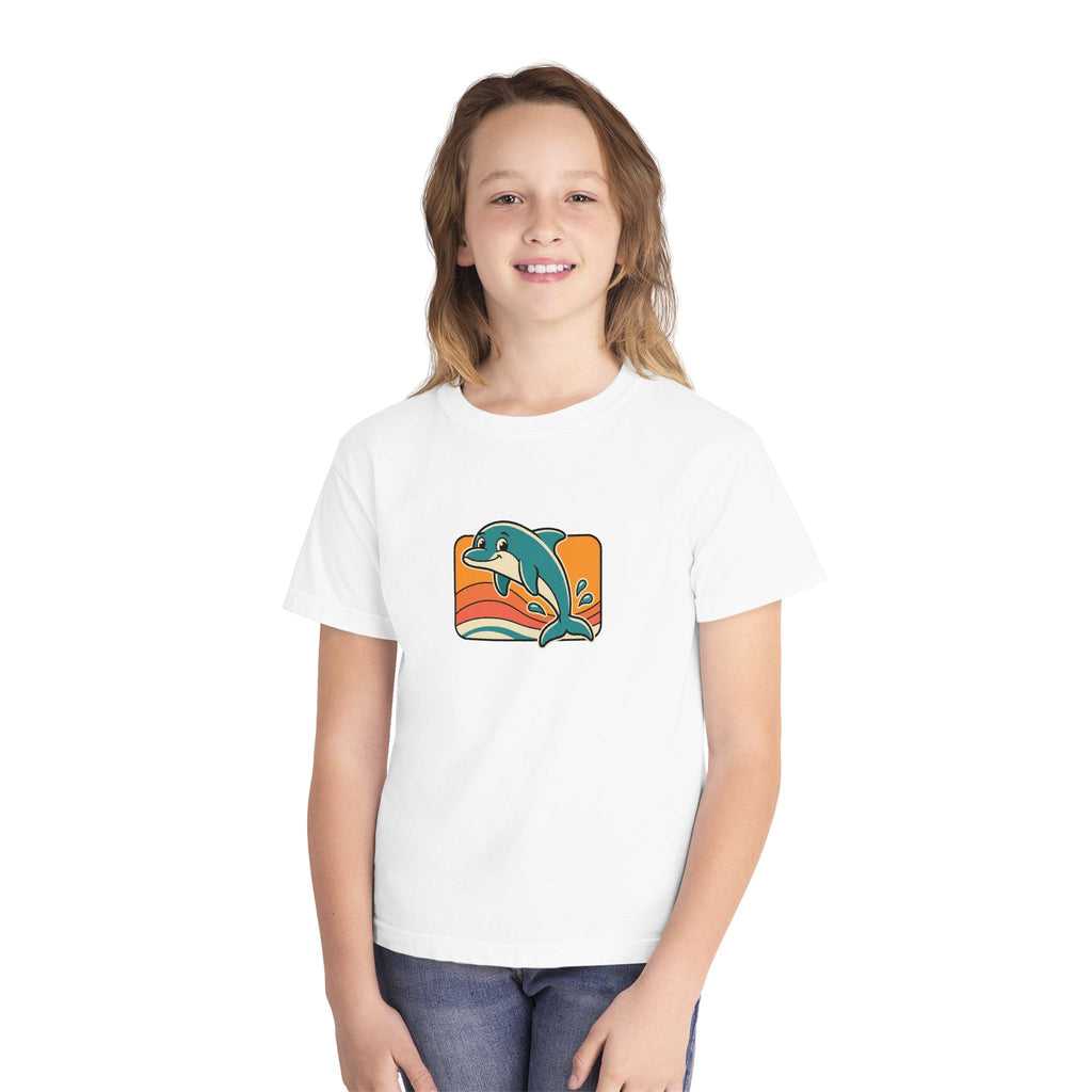 Dolphin Youth Shirt Retro Sunset Comfort Colors Beach Tee