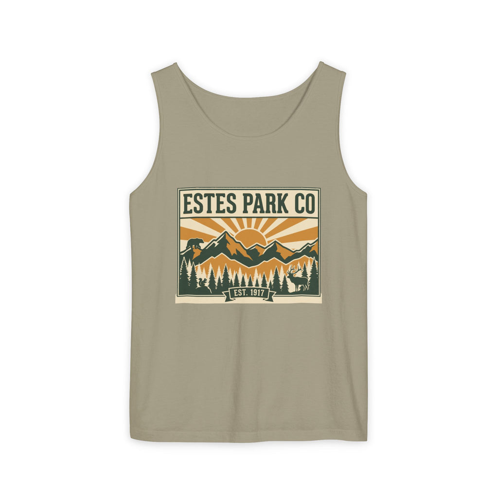 Estes Park CO Hidden Wildlife Tank Top | Forest Green EST. 1917 | Comfort Colors