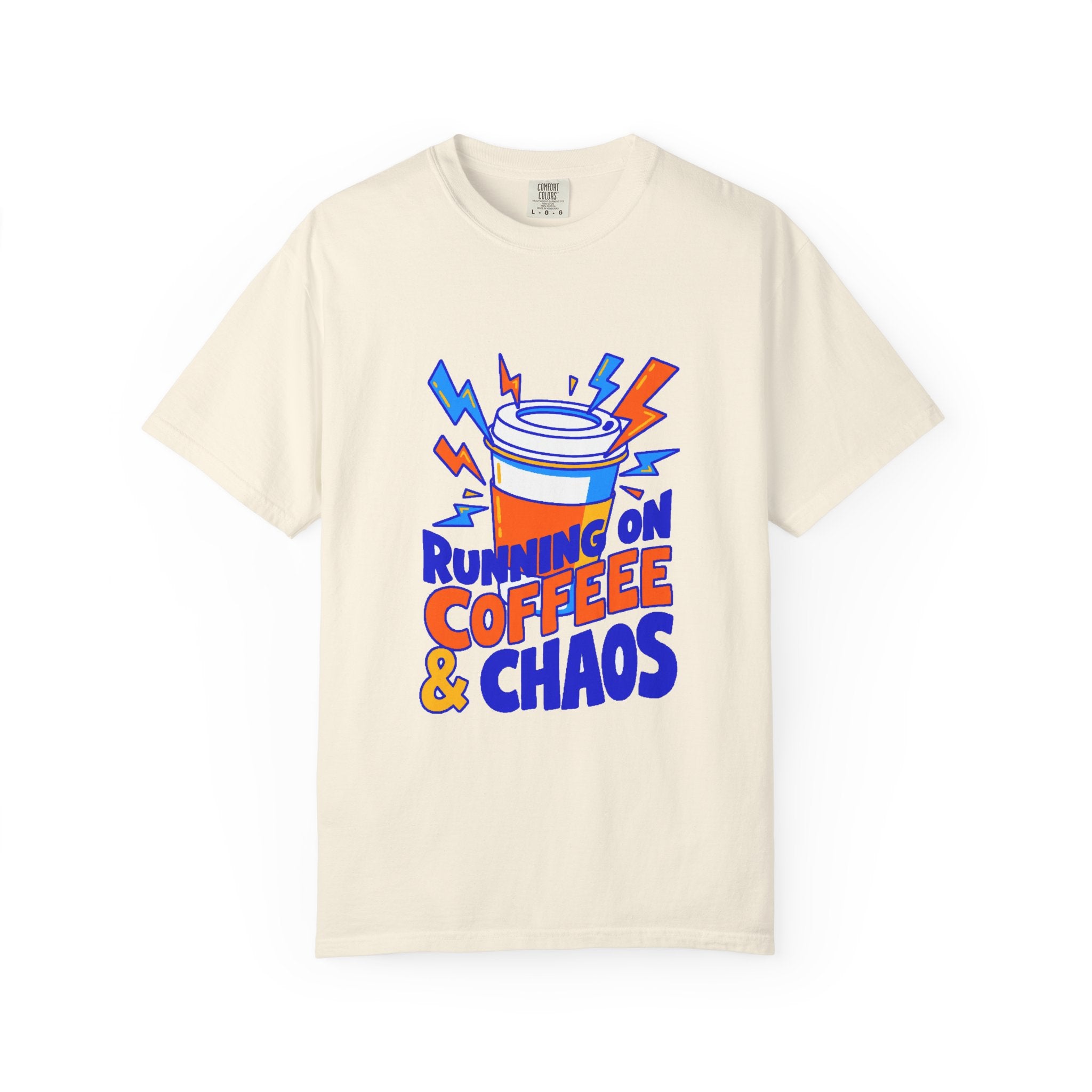 Funny Coffee Tee | Running on Coffee & Chaos