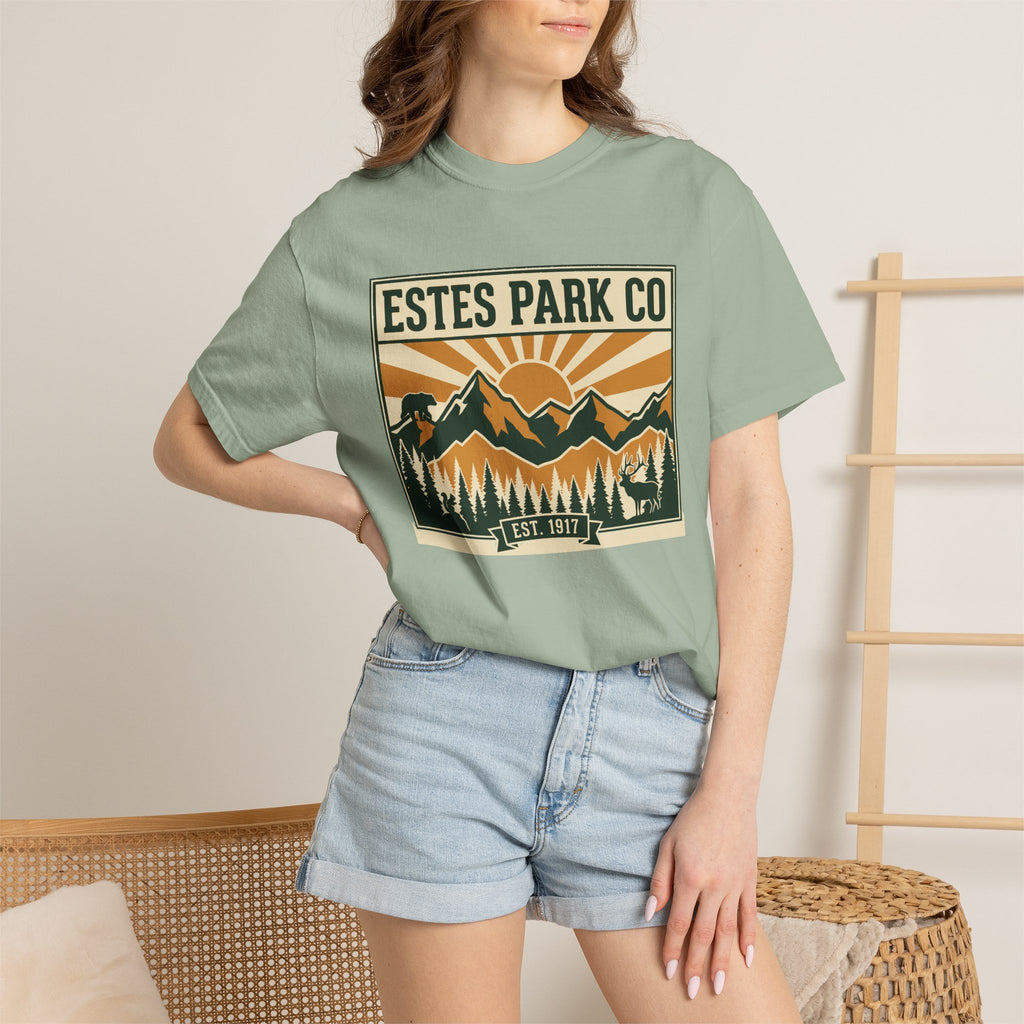 Estes Park CO Hidden Wildlife Tee | Forest Green EST. 1917 | Comfort Colors