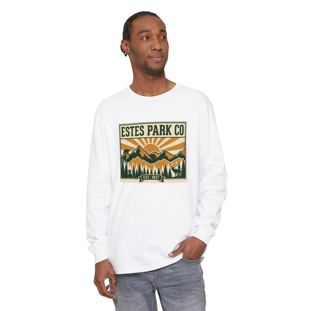 Estes Park CO Hidden Wildlife Long Sleeve Tee | Forest Green EST. 1917 | Comfort Colors