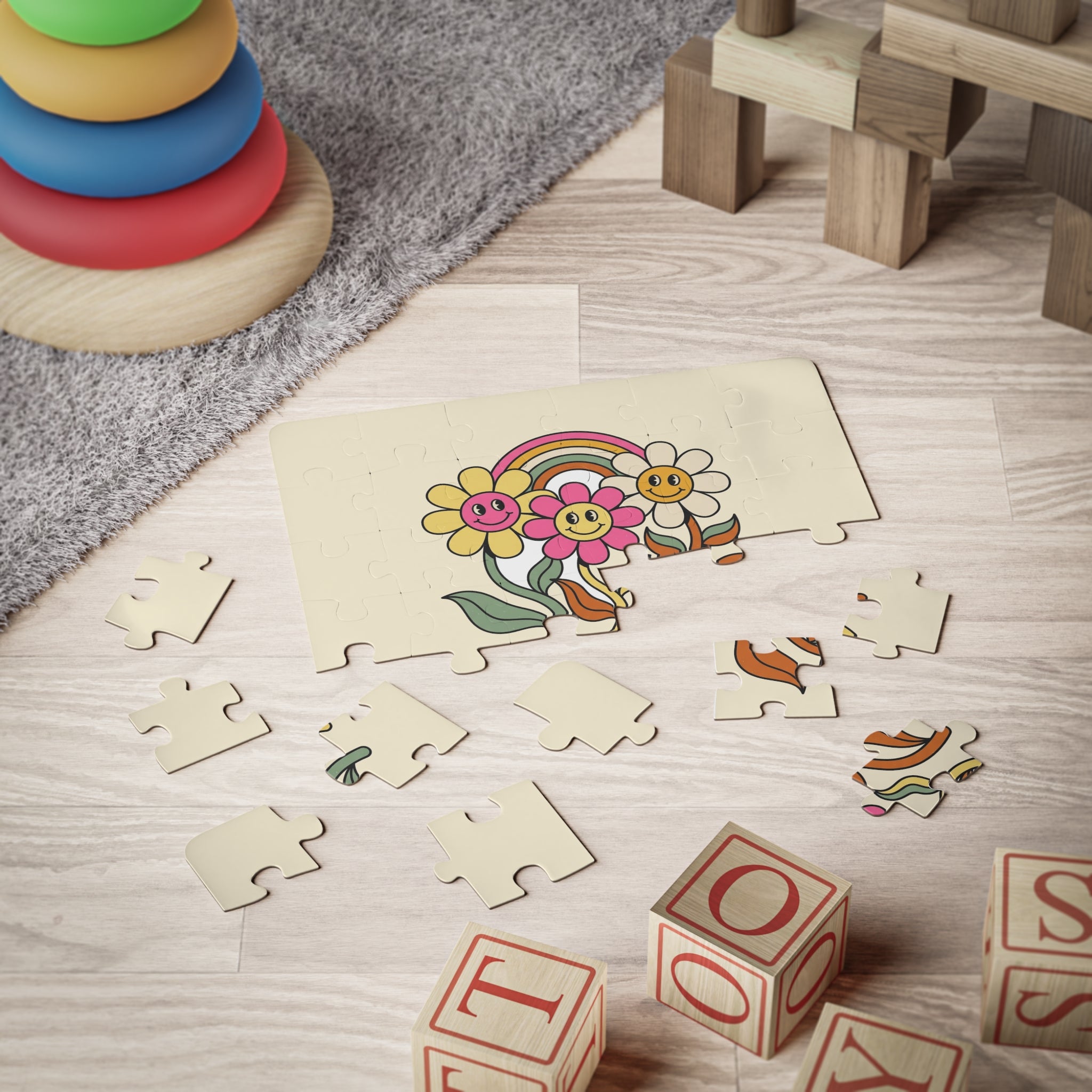 Groovy Daisy Kids Puzzle 30 Piece Retro Rainbow Puzzle