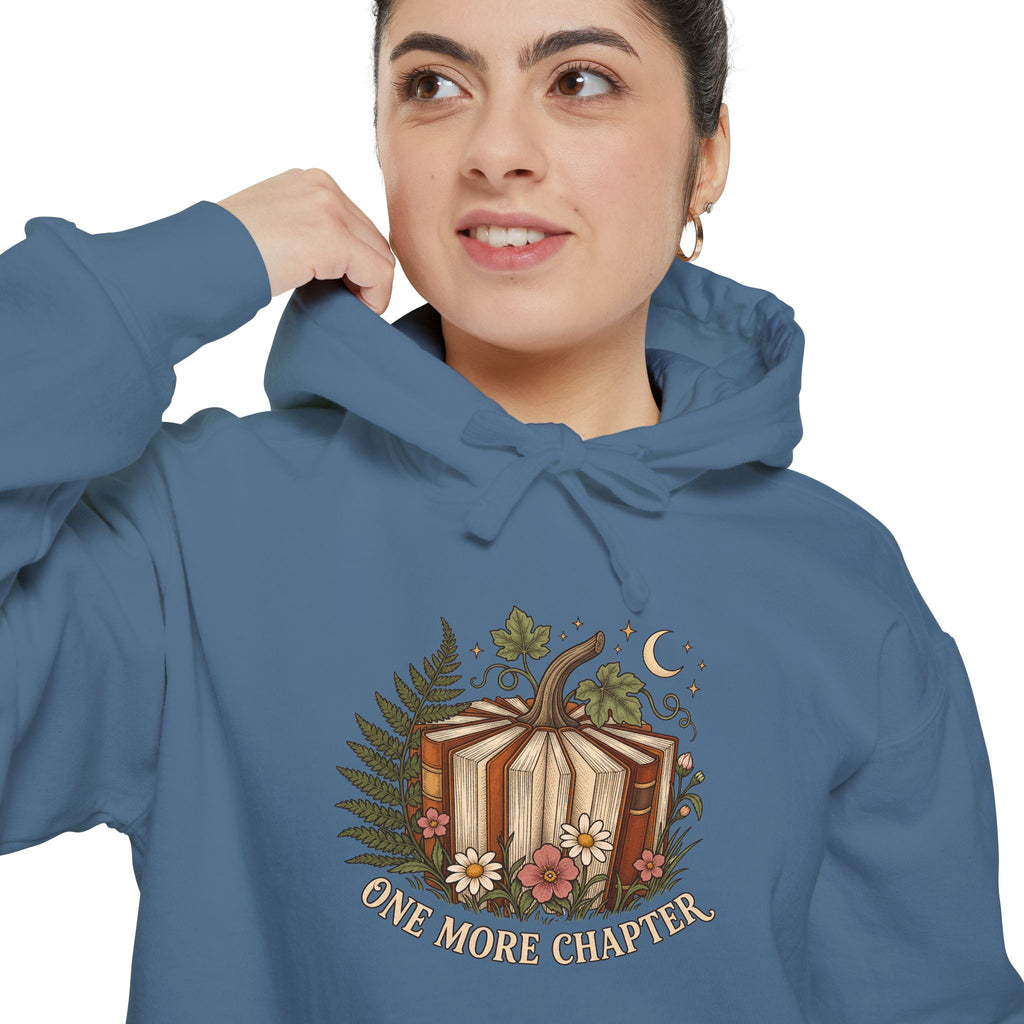 Book Lover Hoodie | One More Chapter Autumn Reading Art | Comfort Colors Garment Dyed