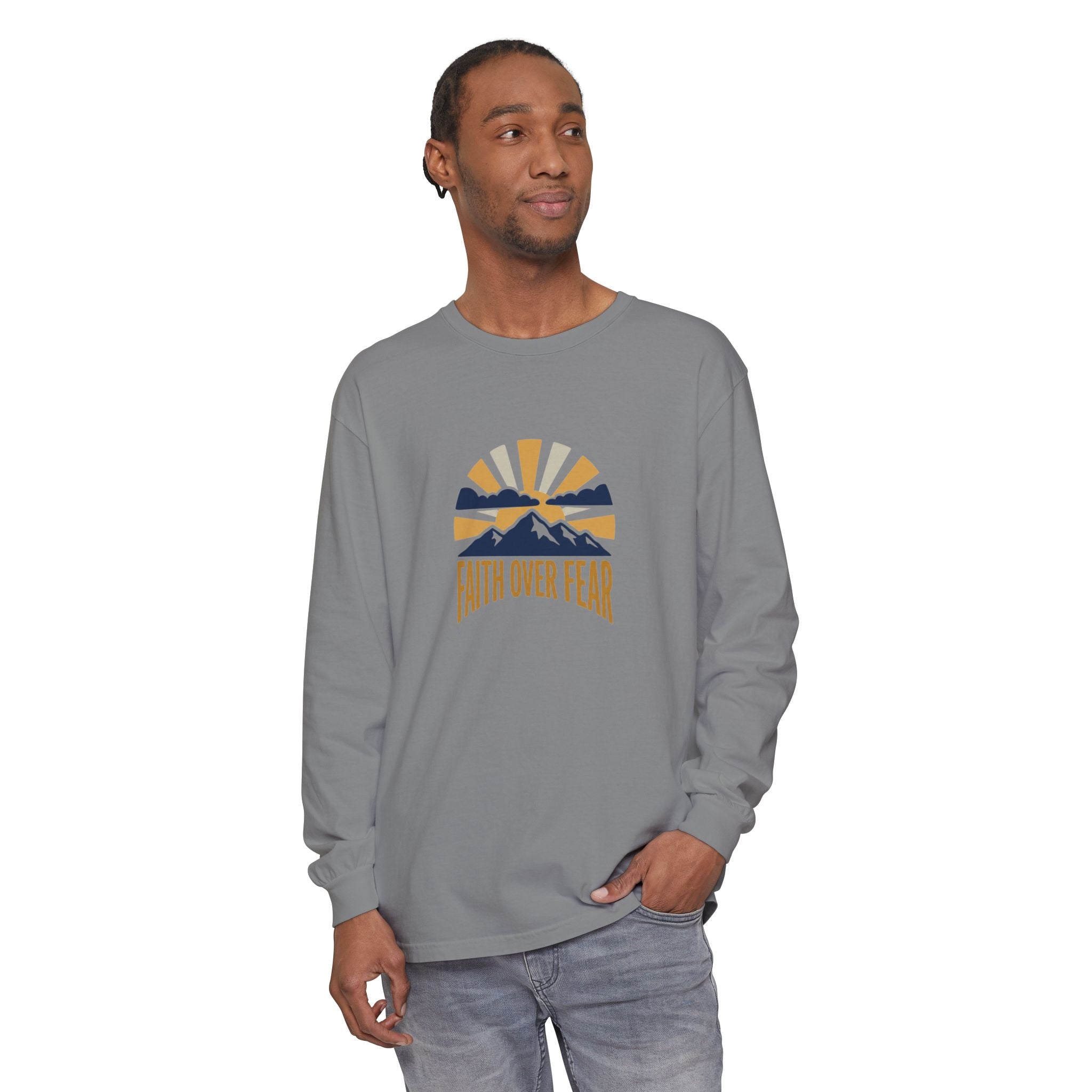 Faith Over Fear Long Sleeve Tee | Inspirational Christian Shirt
