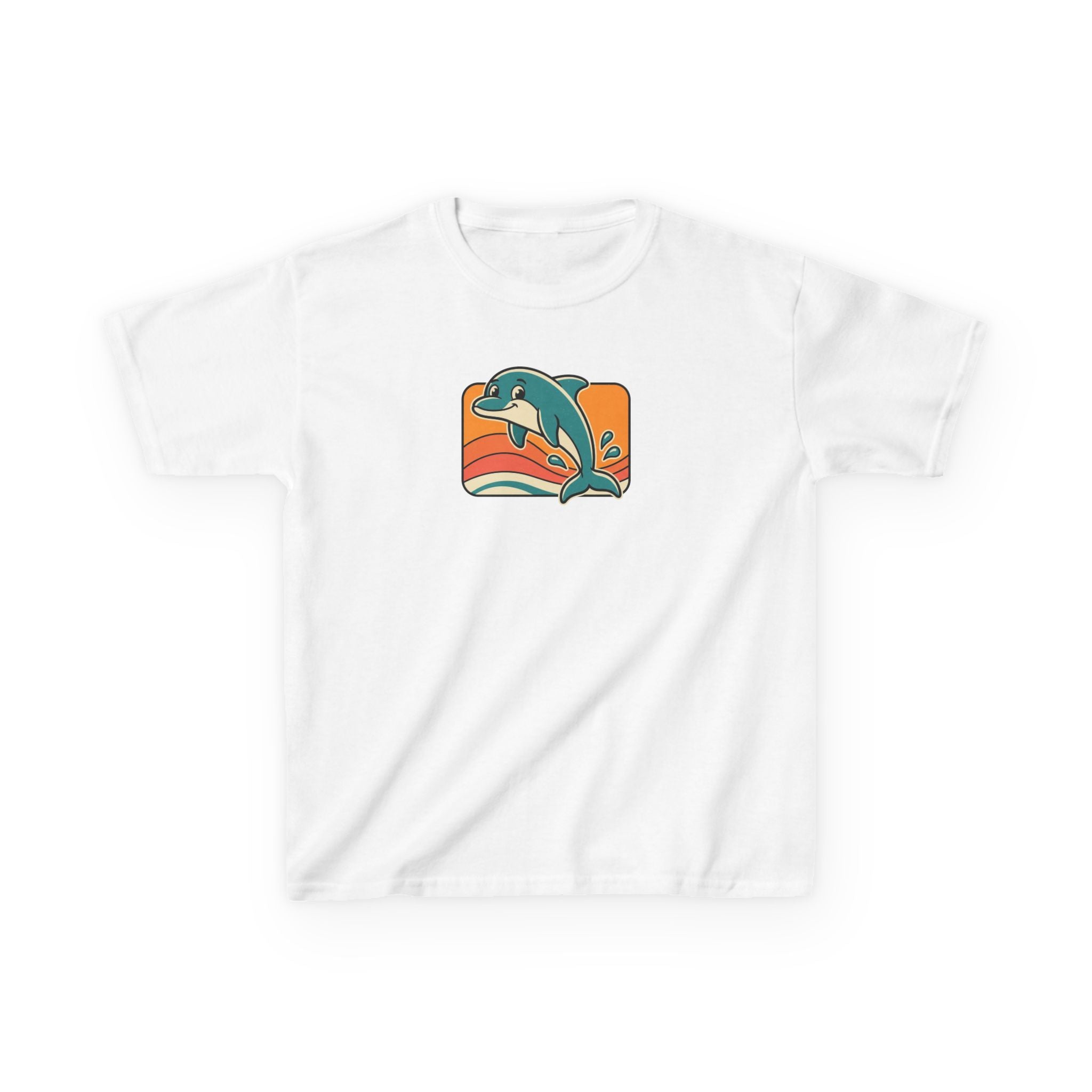 Dolphin Shirt Retro Sunset Kids Beach Tee