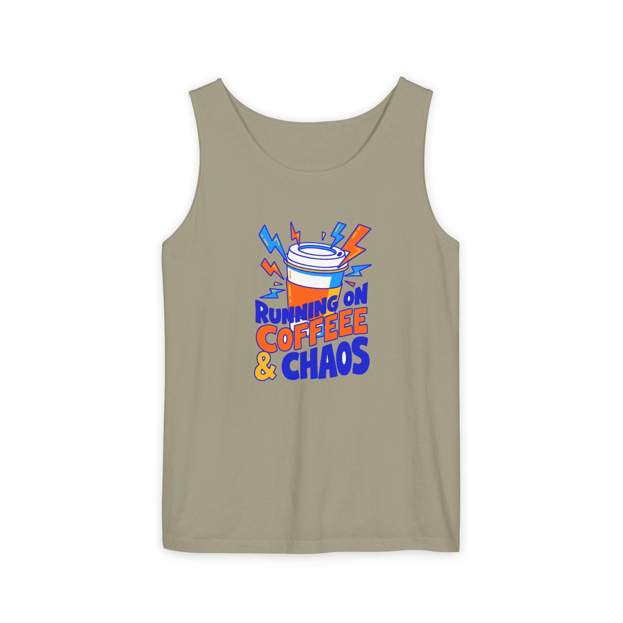 Running on Coffee & Chaos Tank Top | Comfort Colors Garment-Dyed