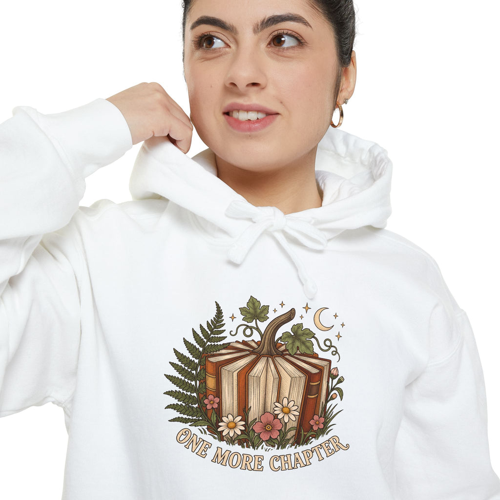Book Lover Hoodie | One More Chapter Autumn Reading Art | Comfort Colors Garment Dyed