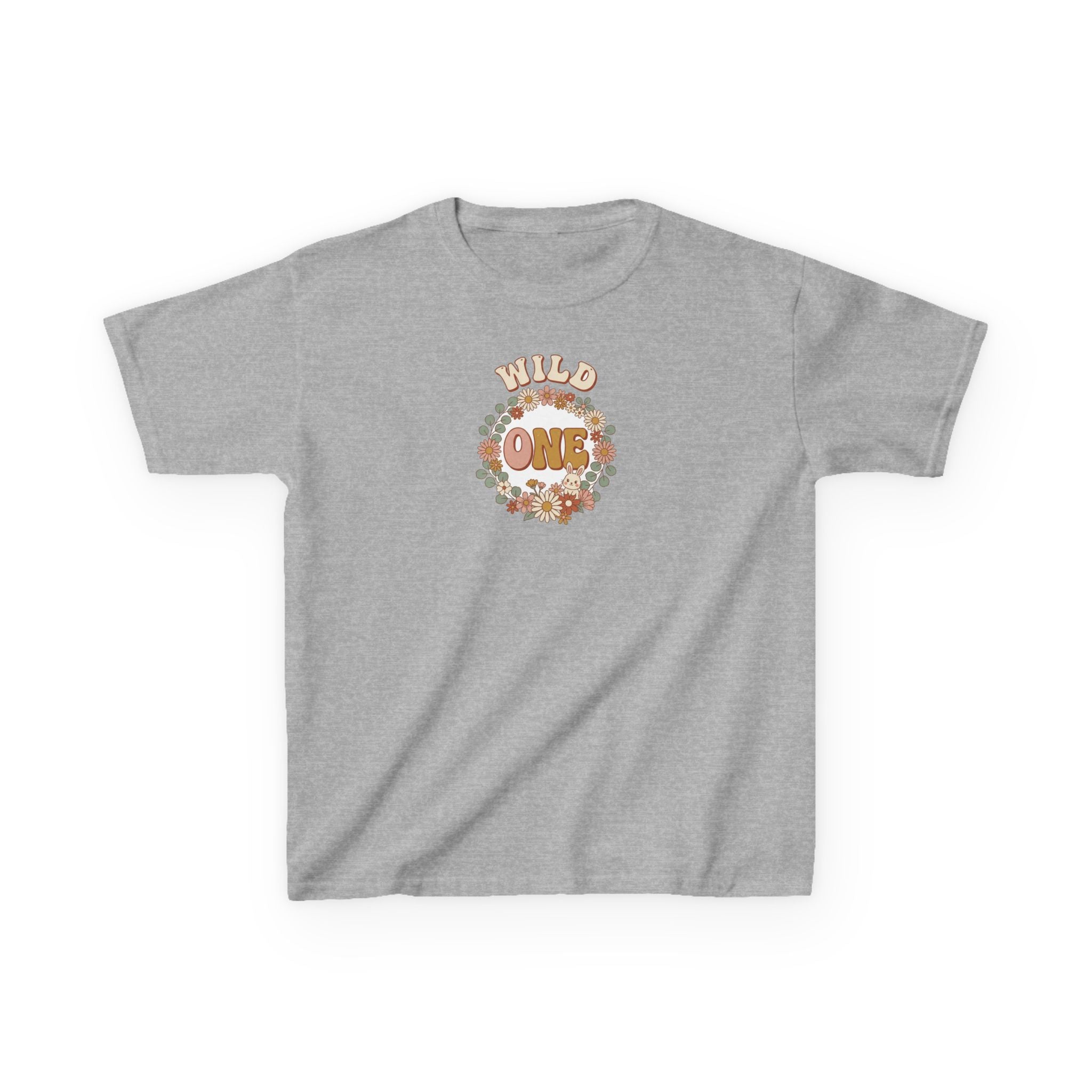 Wild One 1st Birthday Shirt Boho Floral Bunny Kids Tee