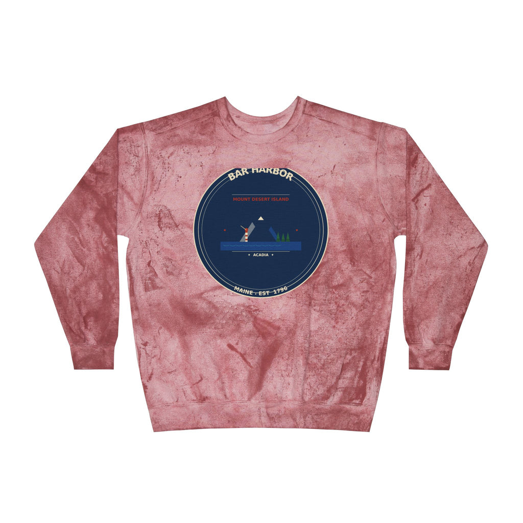 Bar Harbor Maine Crewneck Sweatshirt | Acadia Vintage Badge Sweatshirt