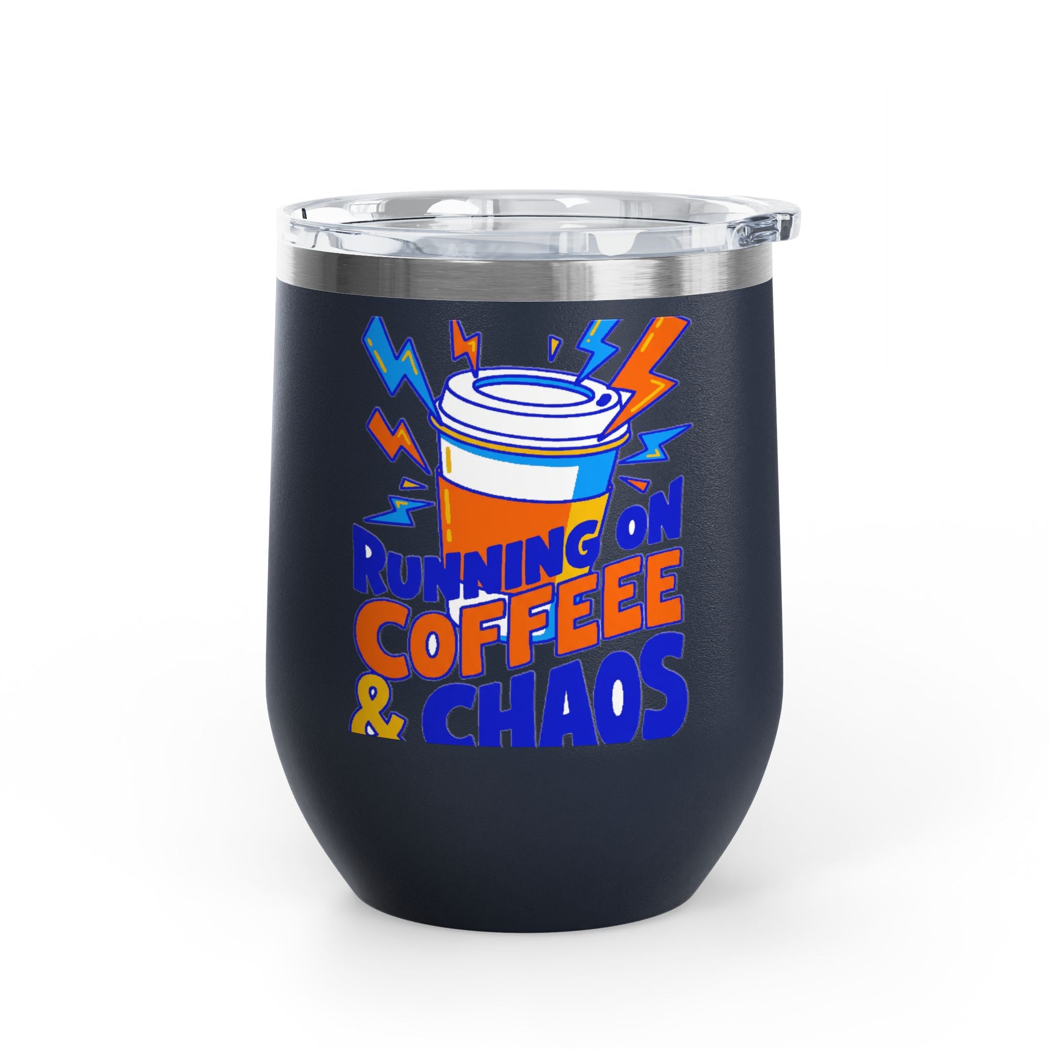 Running on Coffee & Chaos Tumbler | 12oz Insulated Coffee Mug