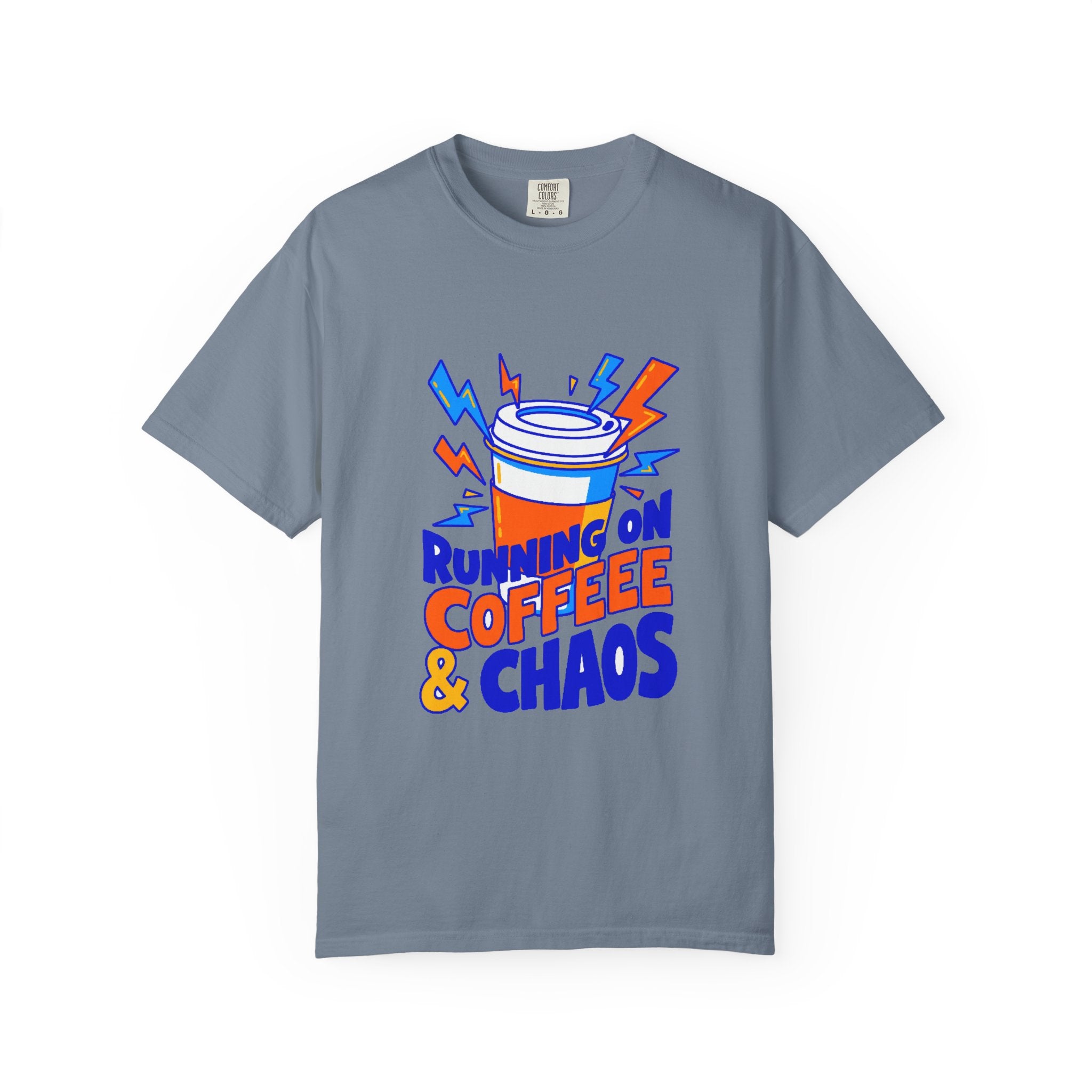 Funny Coffee Tee | Running on Coffee & Chaos