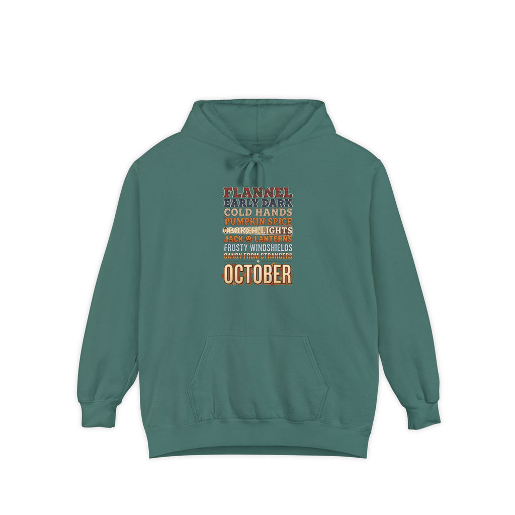 October Hoodie | Flannel Early Dark Cold Hands Fall List | Comfort Colors Garment Dyed