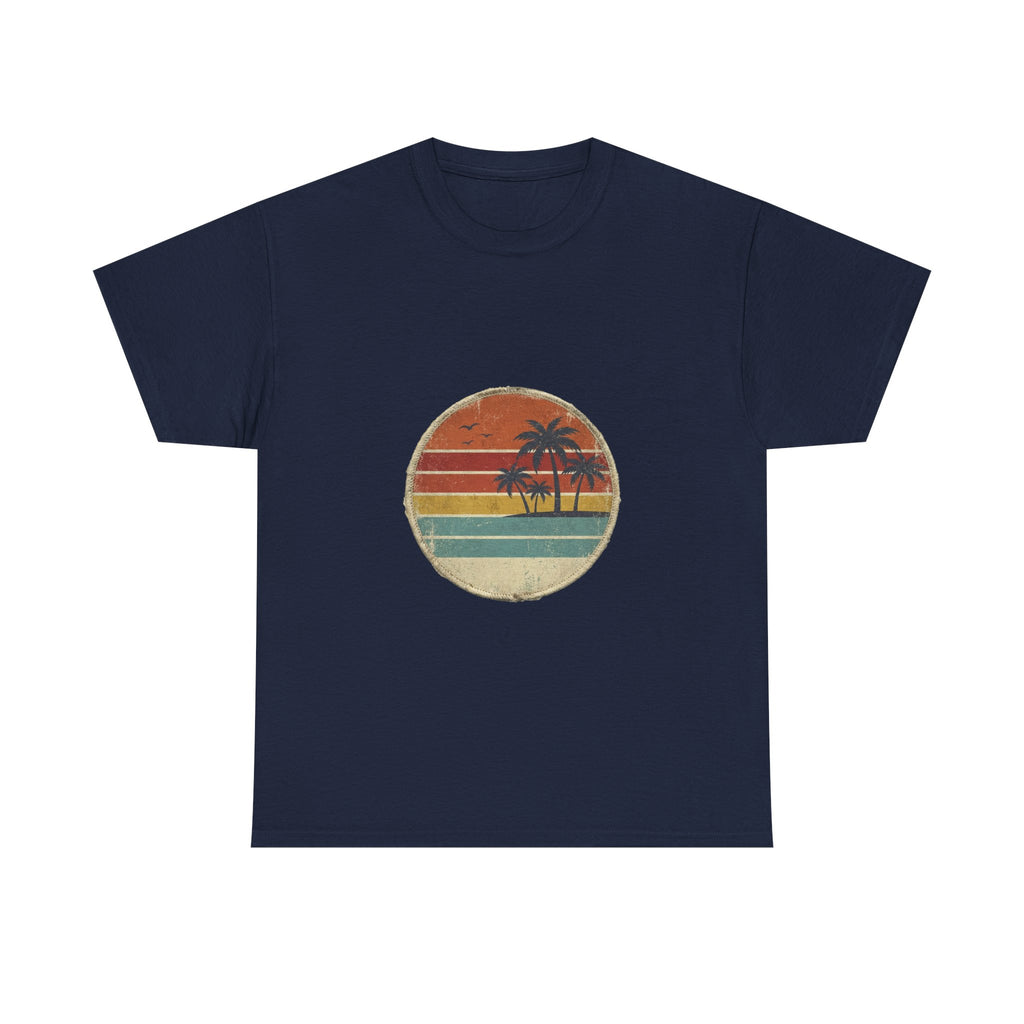 Retro Sunset Circle Tee | Vintage Beach Badge Summer Shirt