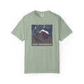 Longs Peak Colorado tee in Bay, 14,259 ft summit silhouette with Rocky Mountain National Park topographic graphic