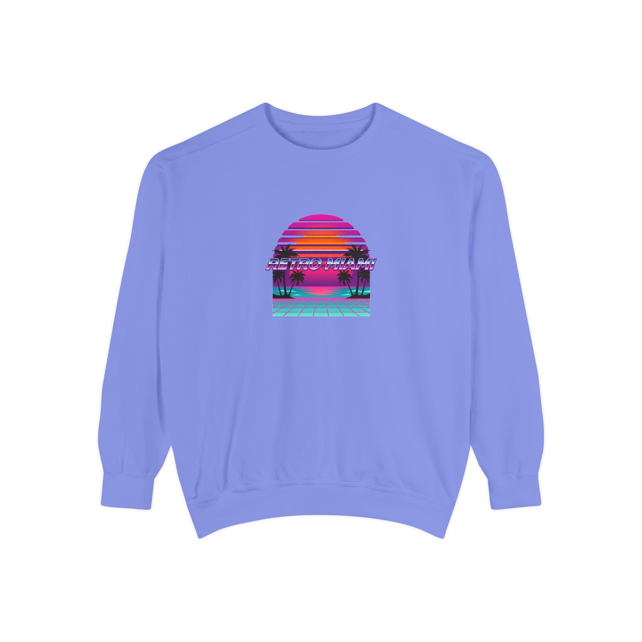 Retro Miami Sunset Crewneck — 80s Synthwave Comfort Colors Sweatshirt