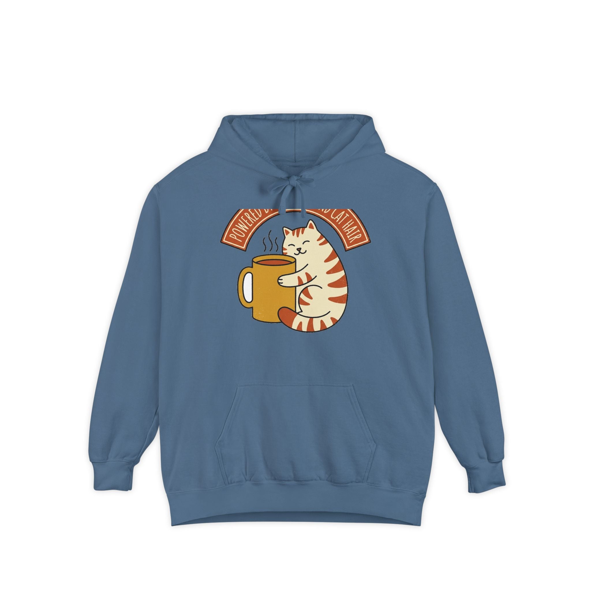 Cat Coffee Hoodie | Powered by Caffeine | coffee lover cat gift — Khaki