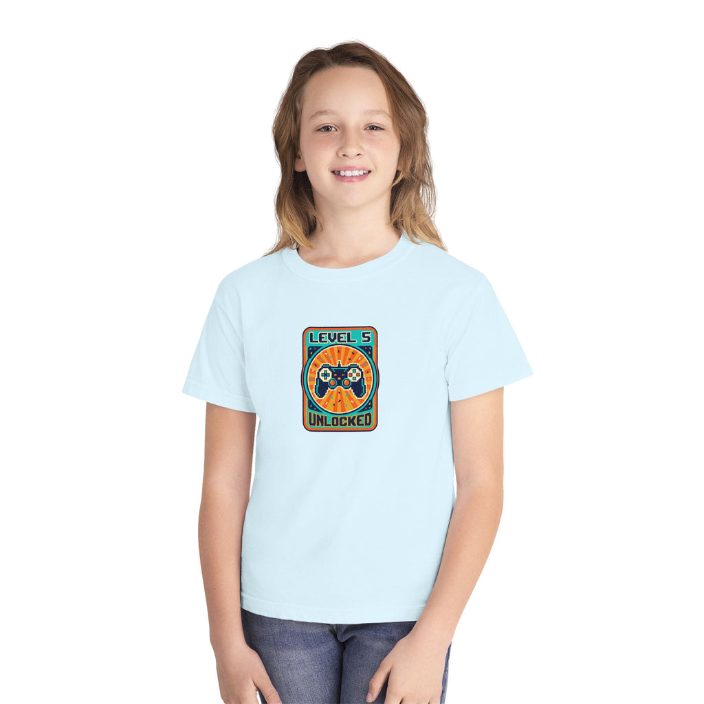 Level 5 Unlocked 5th Birthday Youth Shirt Gamer Tee