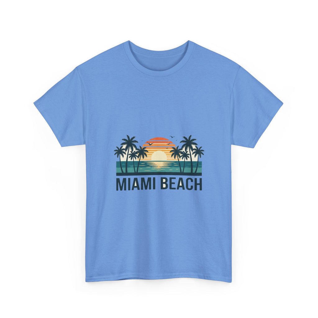 Miami Beach Retro Tee | Vintage Sunset & Palms Summer Shirt