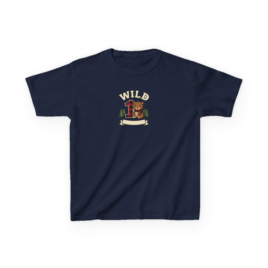 Wild One 1st Birthday Shirt Plaid Bear Kids Tee