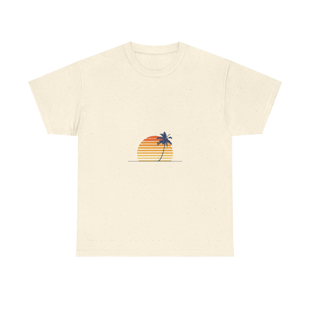 Retro Palm & Sunset Tee | Minimalist Vintage Beach Summer Shirt