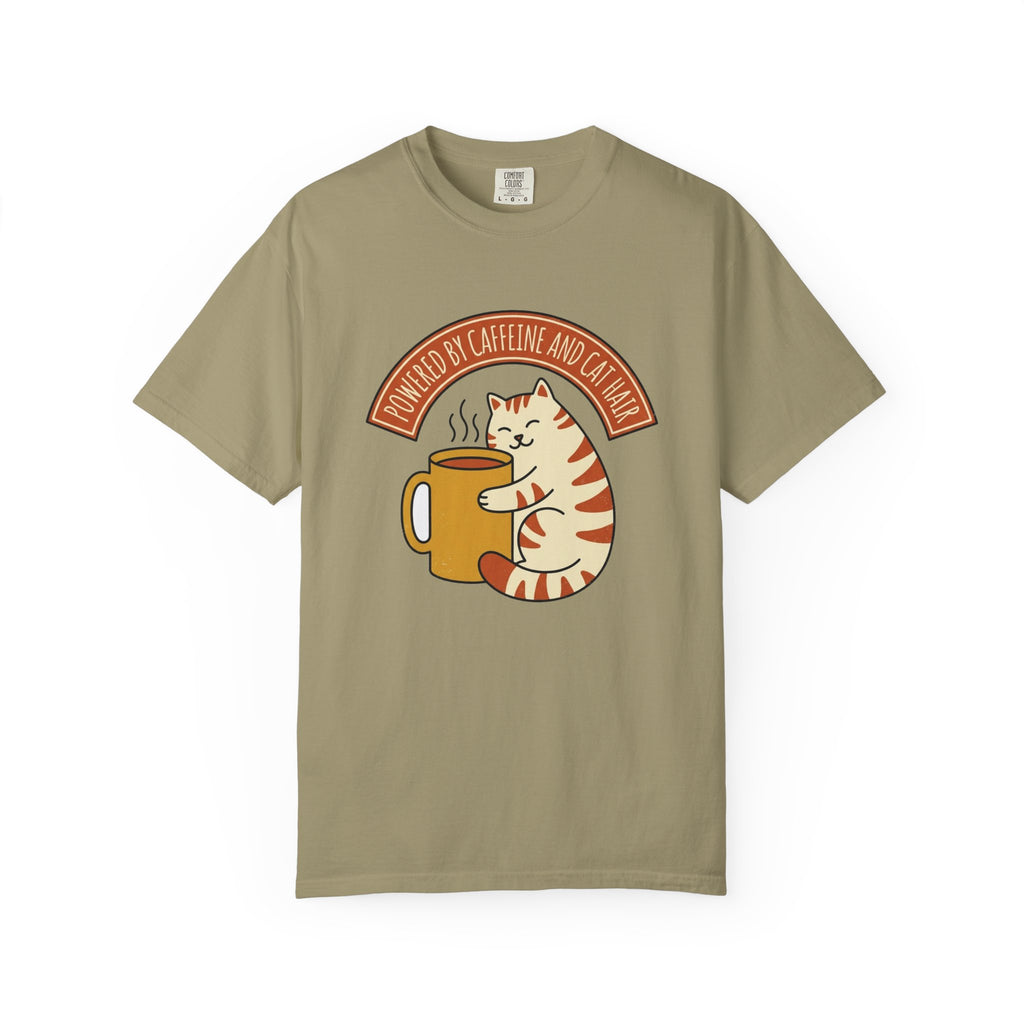 Cat Coffee Powered by Caffeine Tee | Comfort Colors | cat lover shirt — Bay