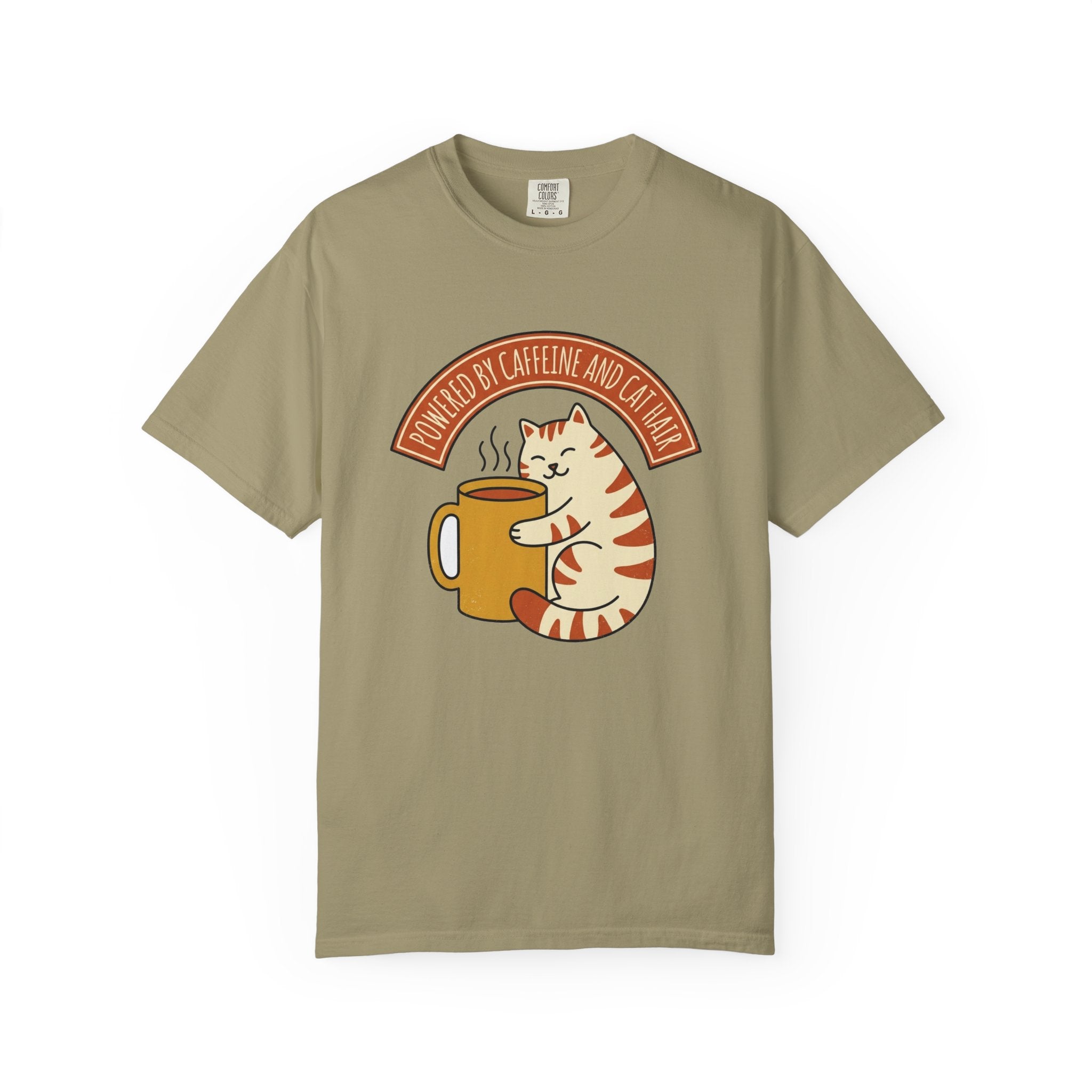 Cat Coffee Powered by Caffeine Tee | Comfort Colors | cat lover shirt — Bay
