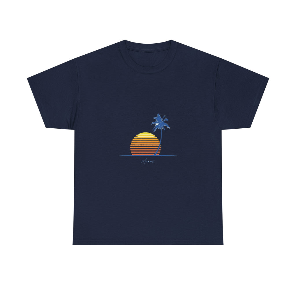 Retro Miami Palm Sunset Tee | Vintage Beach Summer Shirt