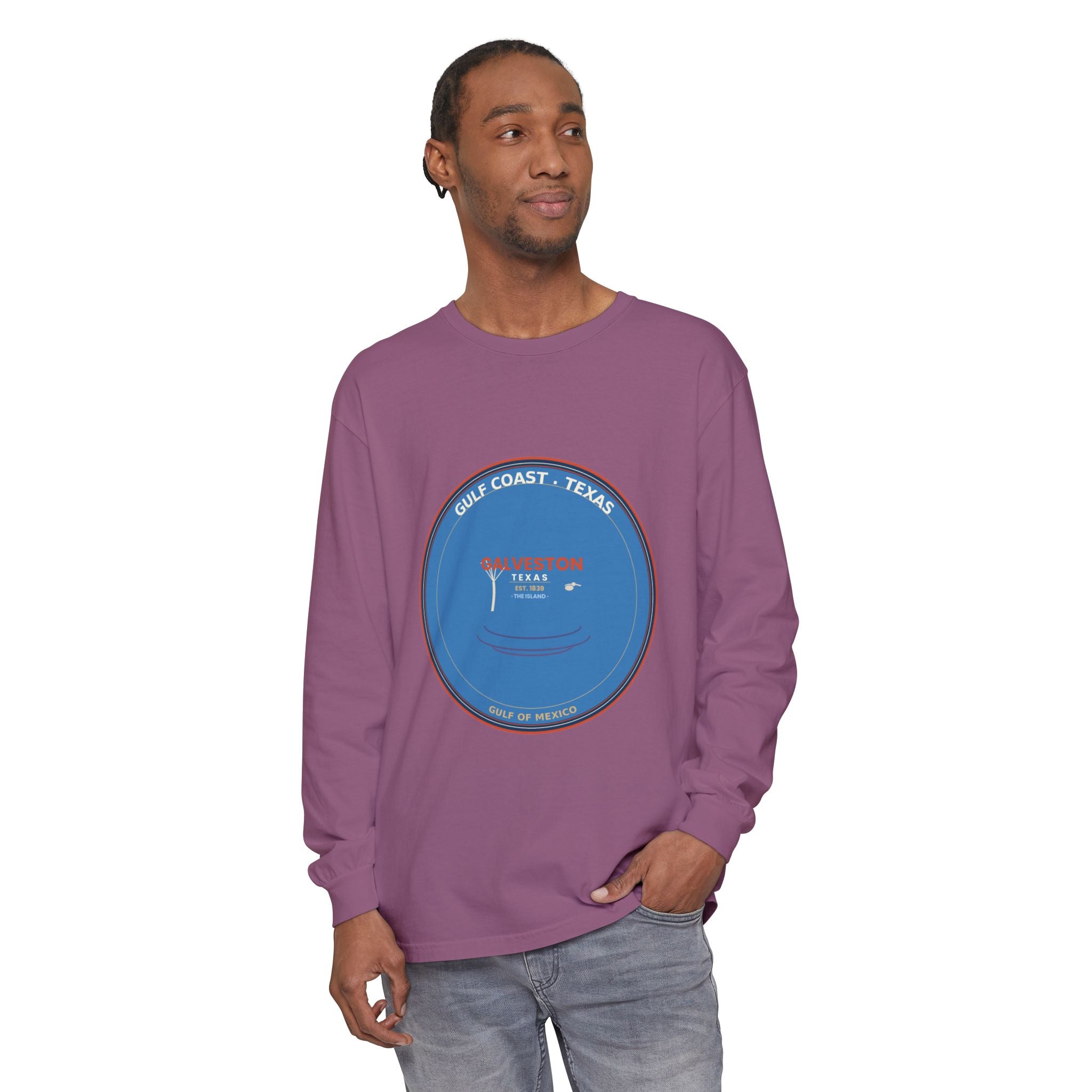 Galveston Texas Long Sleeve | Vintage Coastal Badge | CC 6014