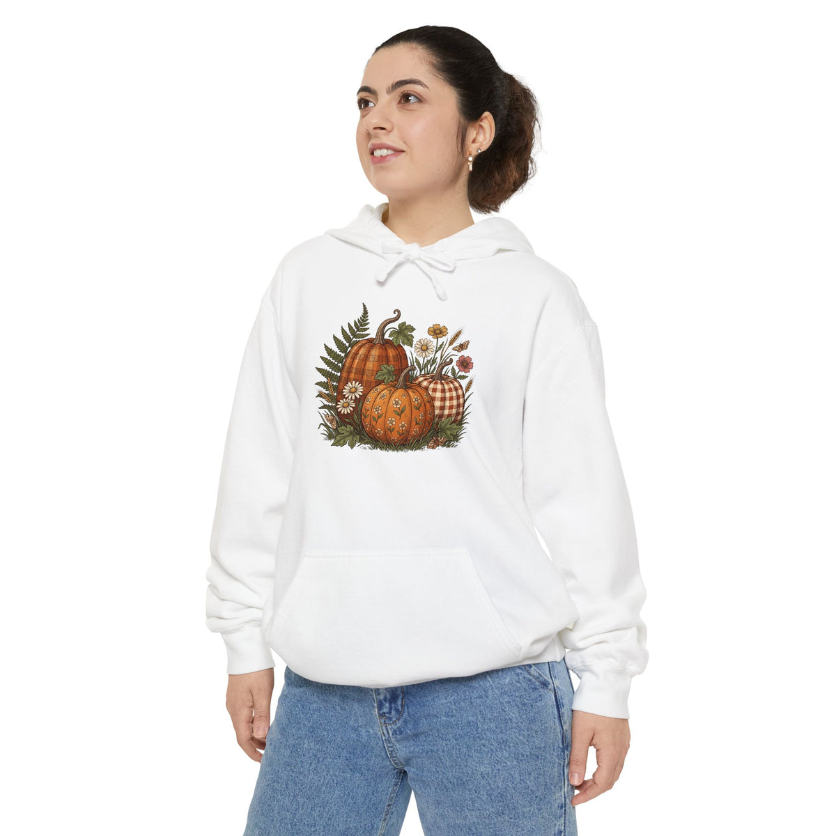 Pumpkin Hoodie | Vintage Patterned Cottagecore Fall Art | Comfort Colors Garment Dyed