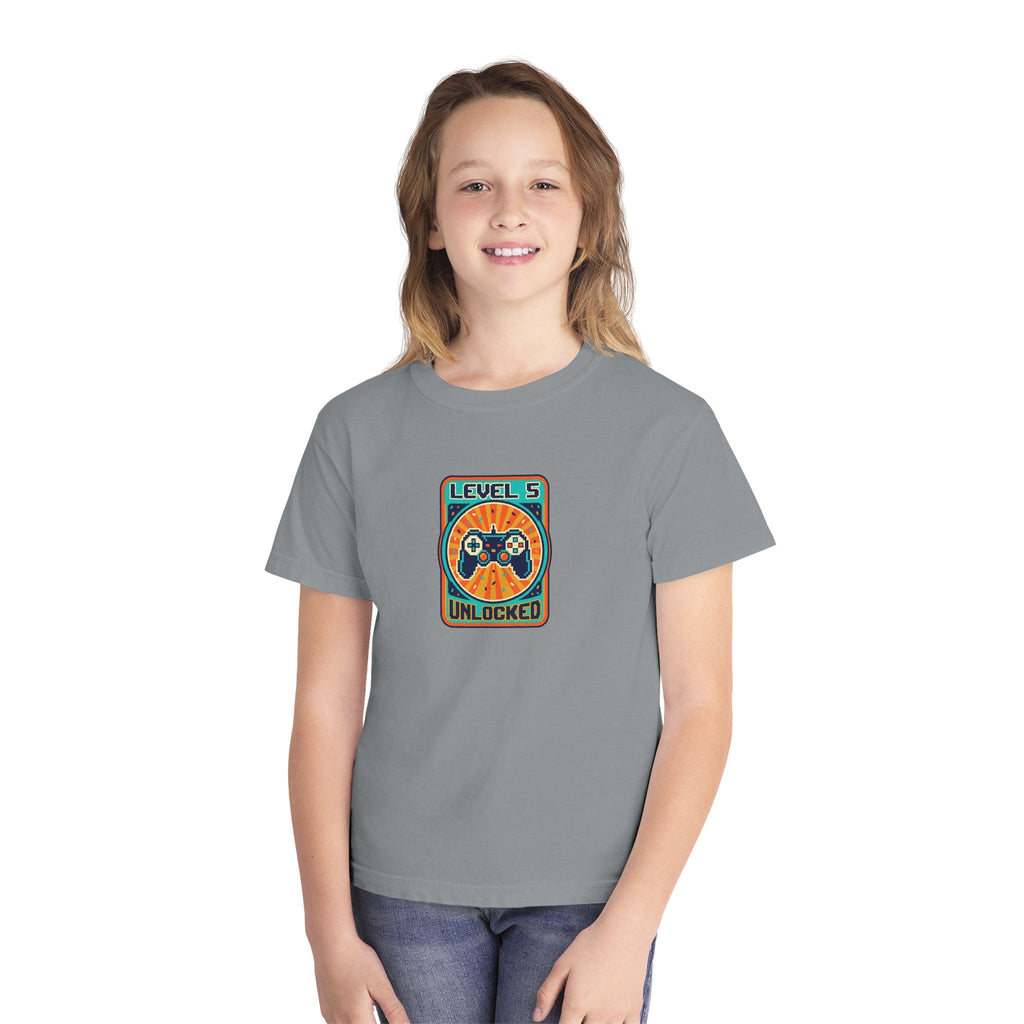 Level 5 Unlocked 5th Birthday Youth Shirt Gamer Tee