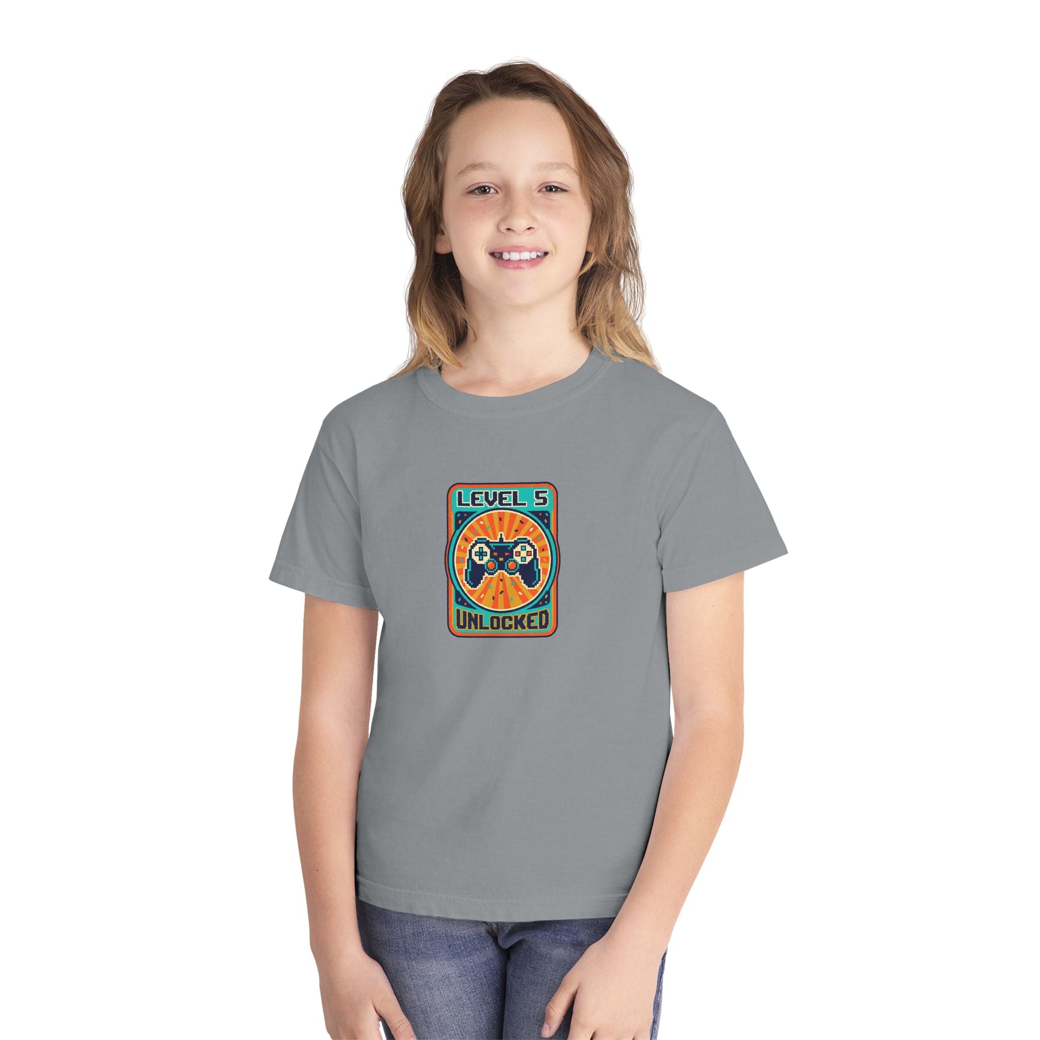 Level 5 Unlocked 5th Birthday Youth Shirt Gamer Tee