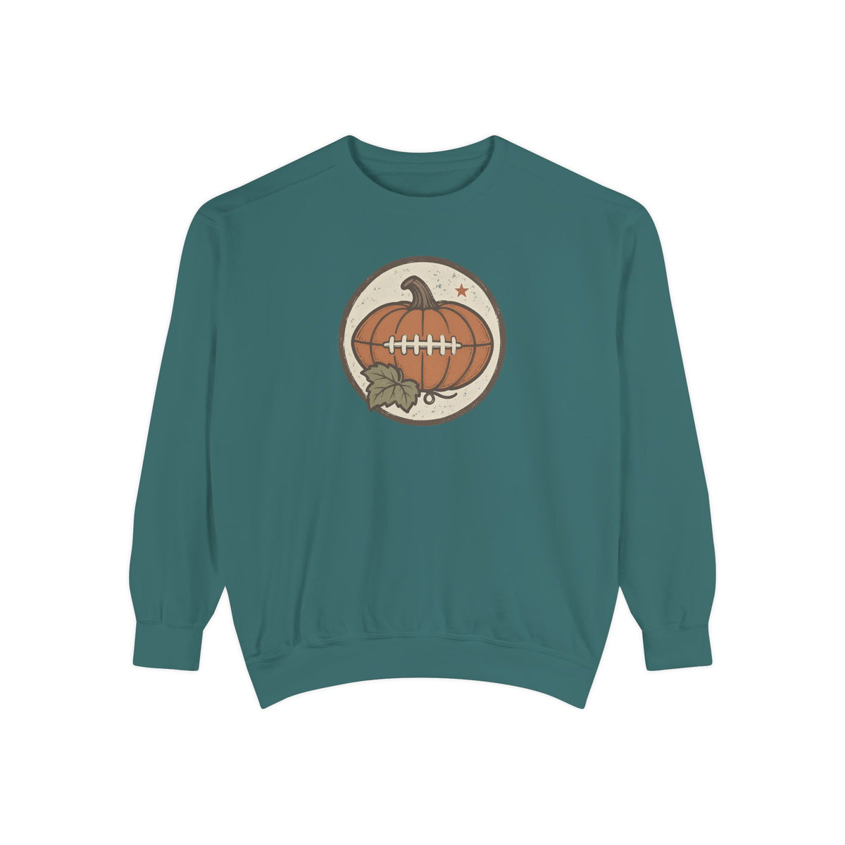 Pumpkin Football Crewneck Sweatshirt | Vintage Fall Saturday Tailgate Art | Comfort Colors Garment Dyed