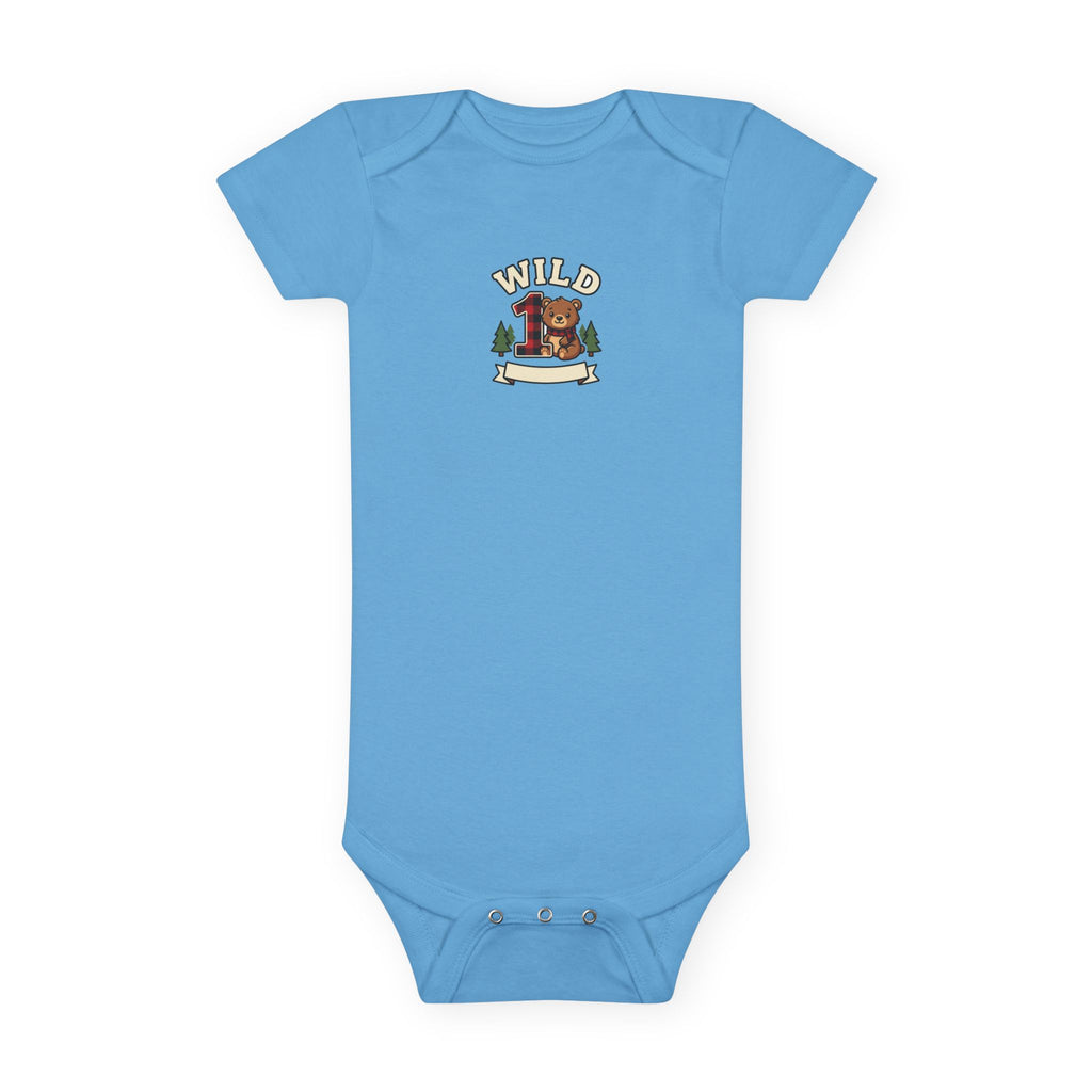 Wild One 1st Birthday Baby Bodysuit Plaid Bear Outfit