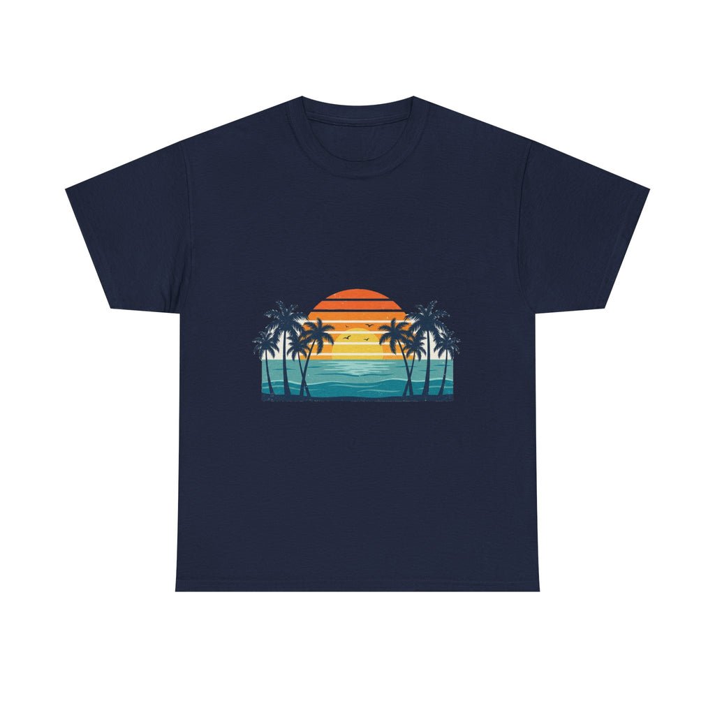 Retro Beach Sunset Tee | Vintage Palms & Ocean Summer Shirt