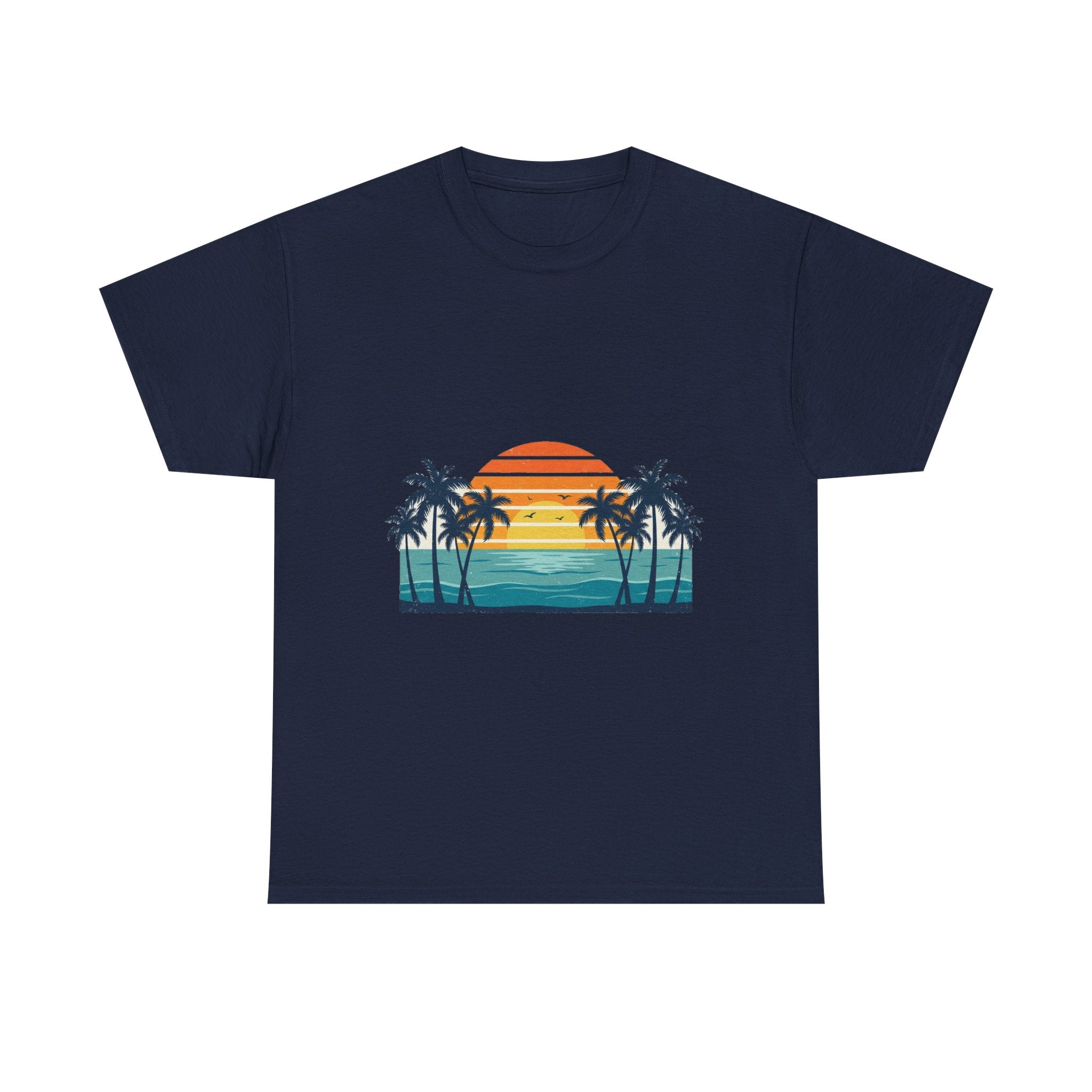 Retro Beach Sunset Tee | Vintage Palms & Ocean Summer Shirt